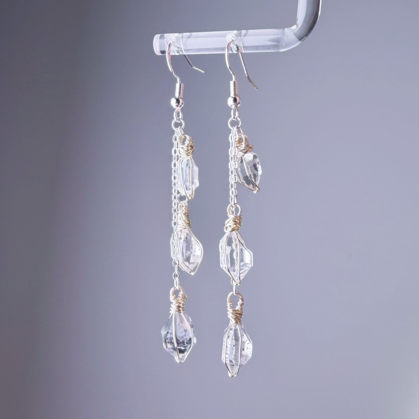 Handmade Natural Herkimer Diamond Raw Stones Crystal Earrings