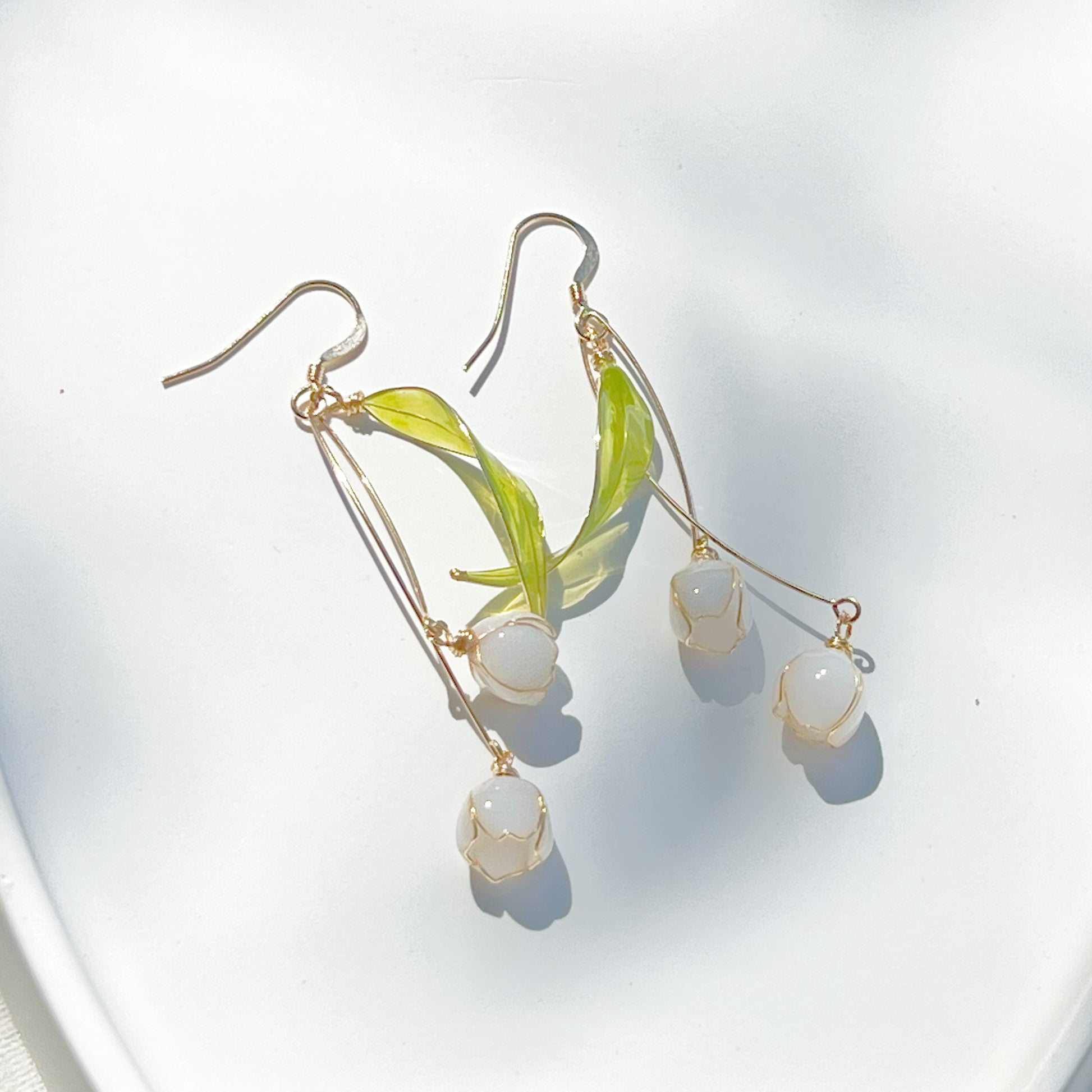 Handmade Lily of the Valley Flowers Earrings-Ninaouity