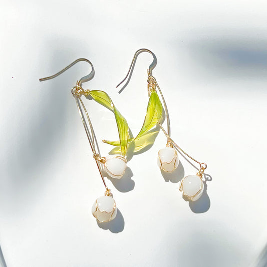 Handmade Lily of the Valley Flowers Earrings-Ninaouity