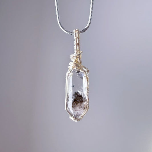 Quartzberry - Natural Herkimer Diamond Double Terminated Wire Wrapped Necklace - One-of-a-kind