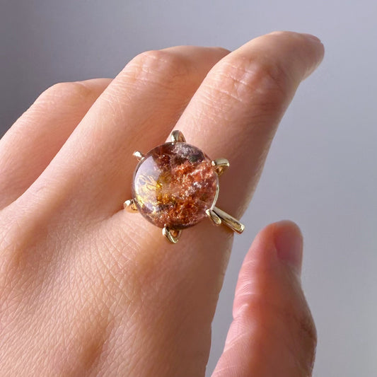 Quartzberry - Handmade Natural Large Red Phantom Quartz Crystal Ring - One of a kind