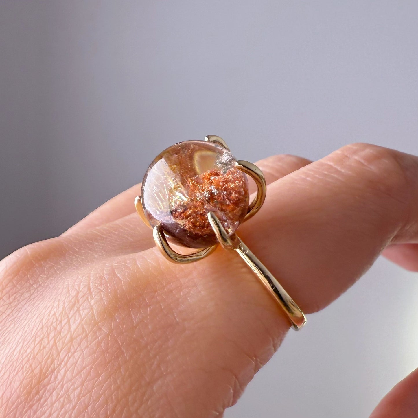 Quartzberry - Handmade Natural Large Red Phantom Quartz Crystal Ring - One of a kind