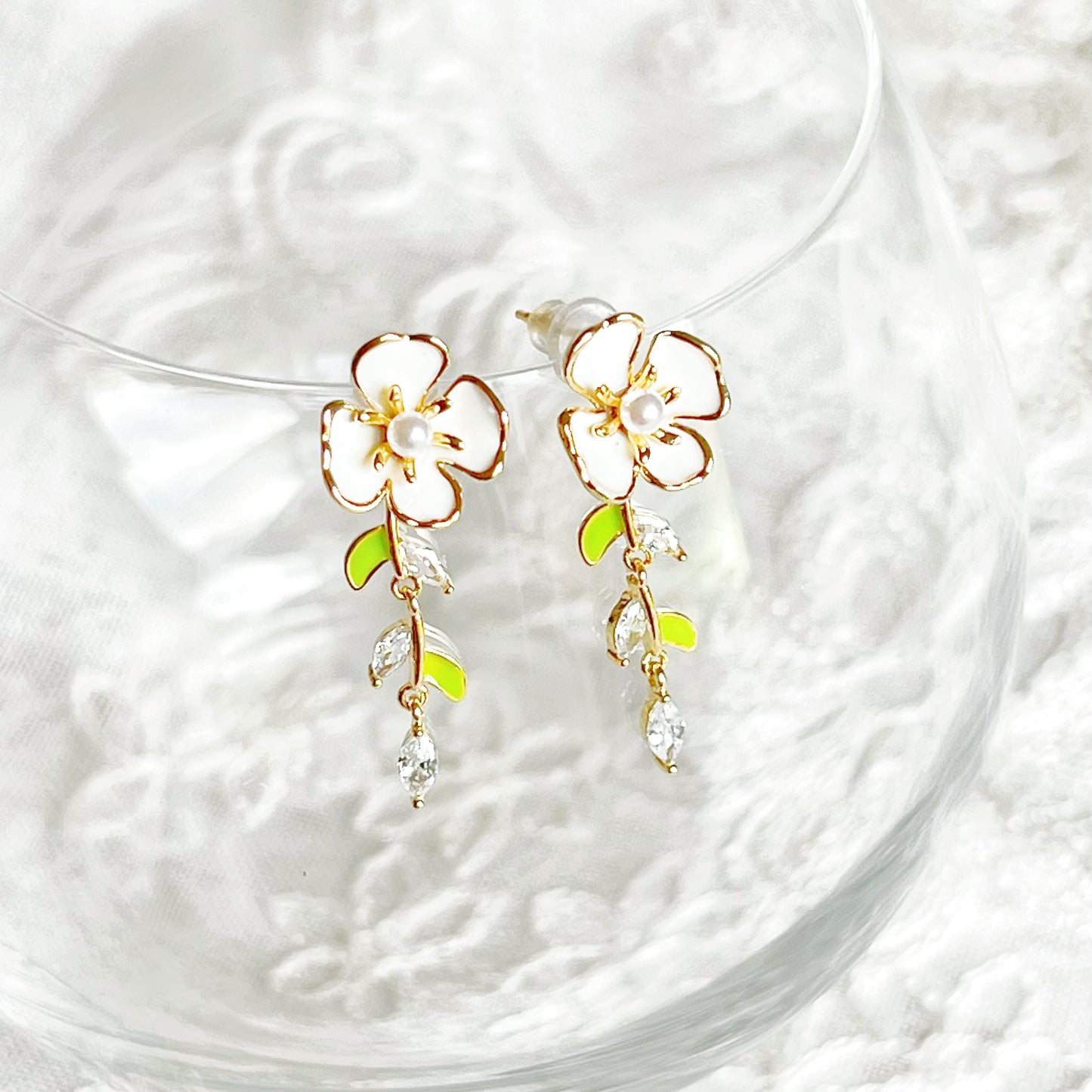 Little Yellow Flowers and Willow Leaves Earrings-Ninaouity