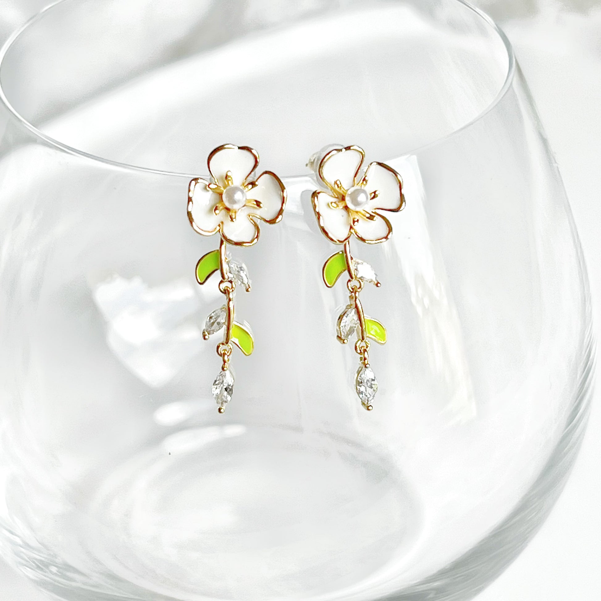 Little Yellow Flowers and Willow Leaves Earrings-Ninaouity