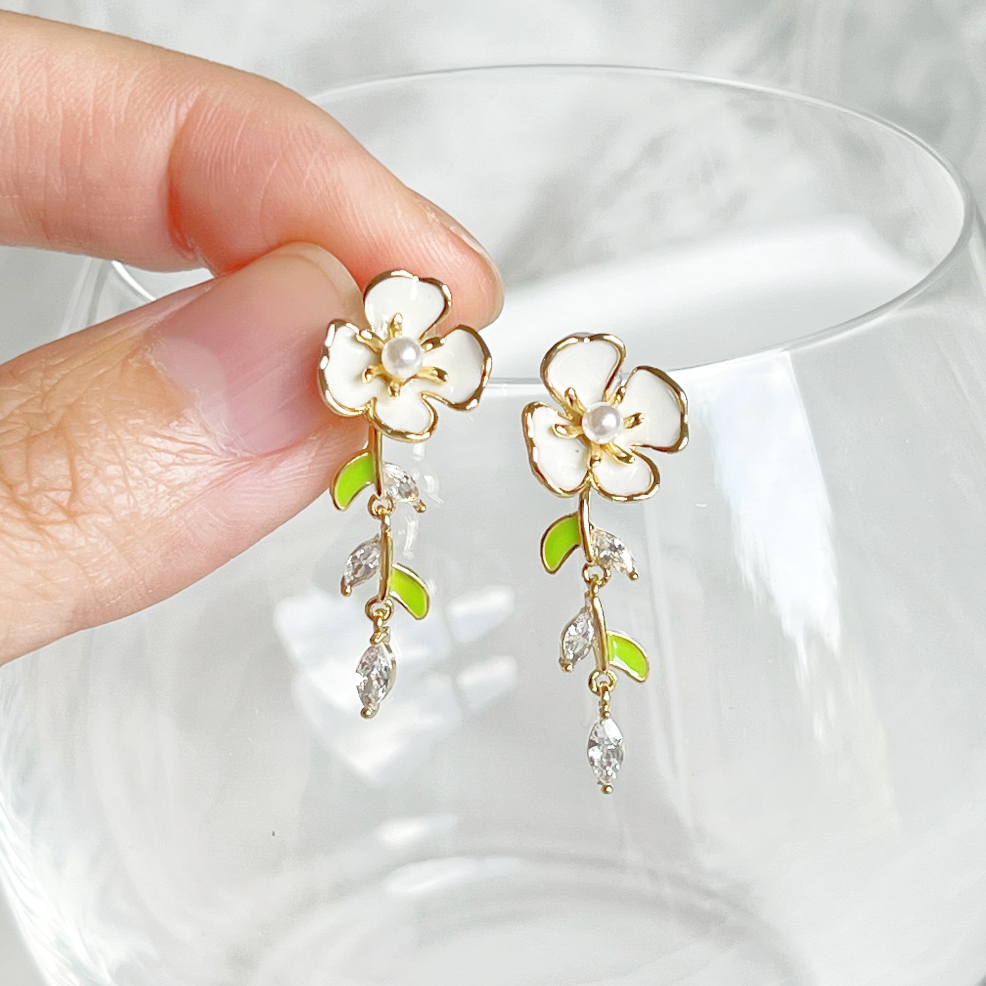 Little Yellow Flowers and Willow Leaves Earrings-Ninaouity