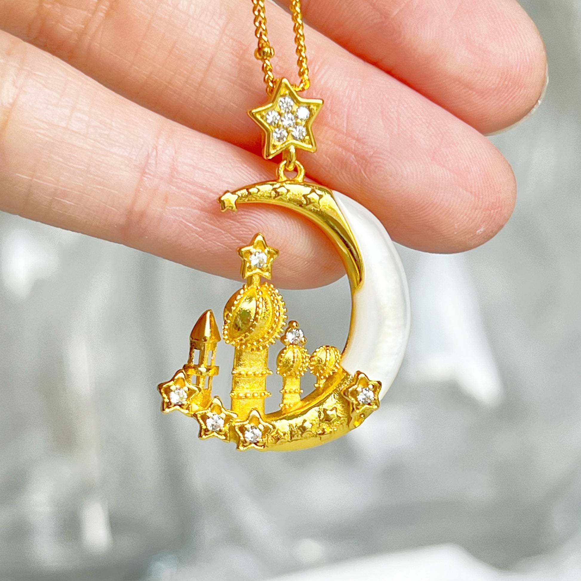 Palace on the Moon Charm Necklace-Ninaouity