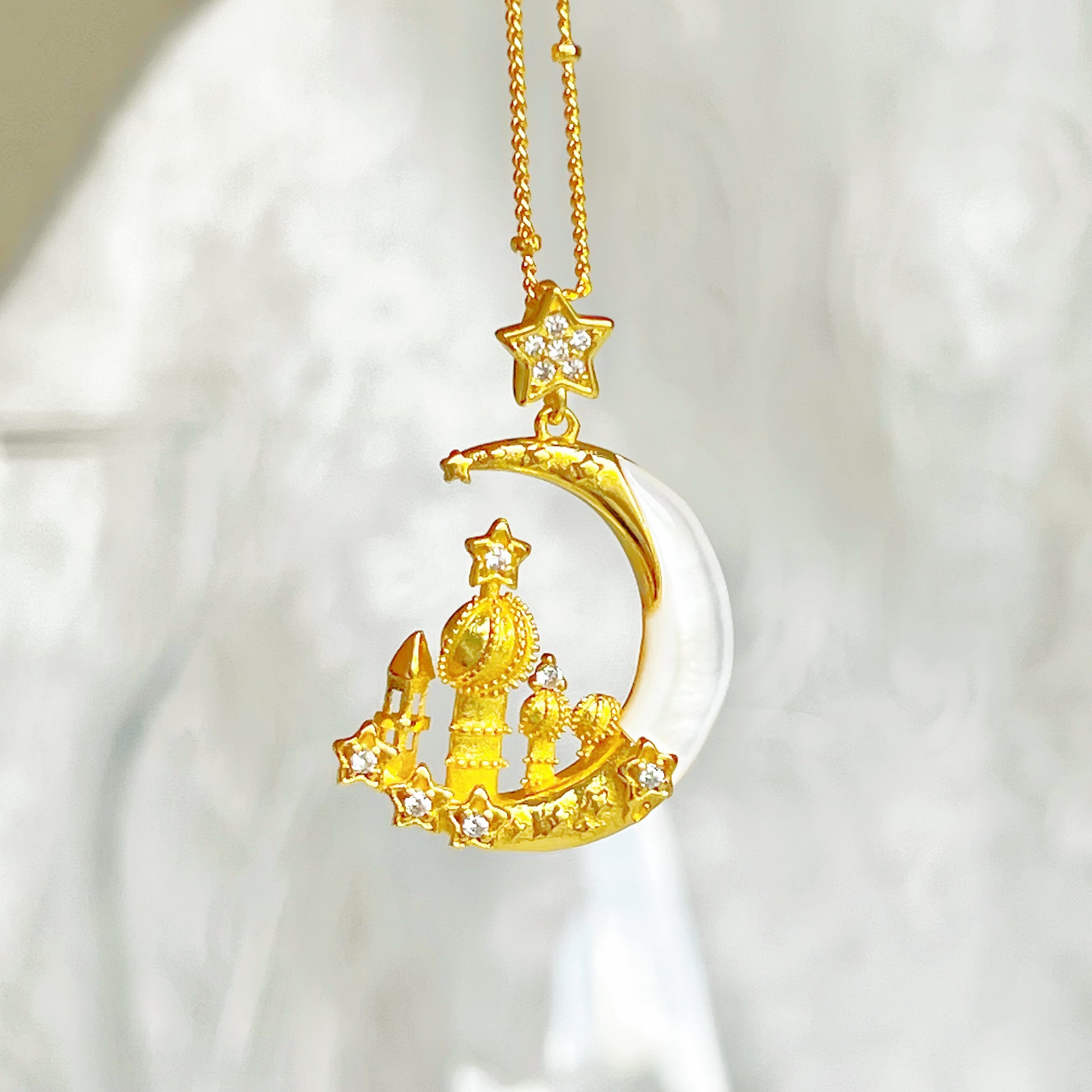 Palace on the Moon Charm Necklace-Ninaouity