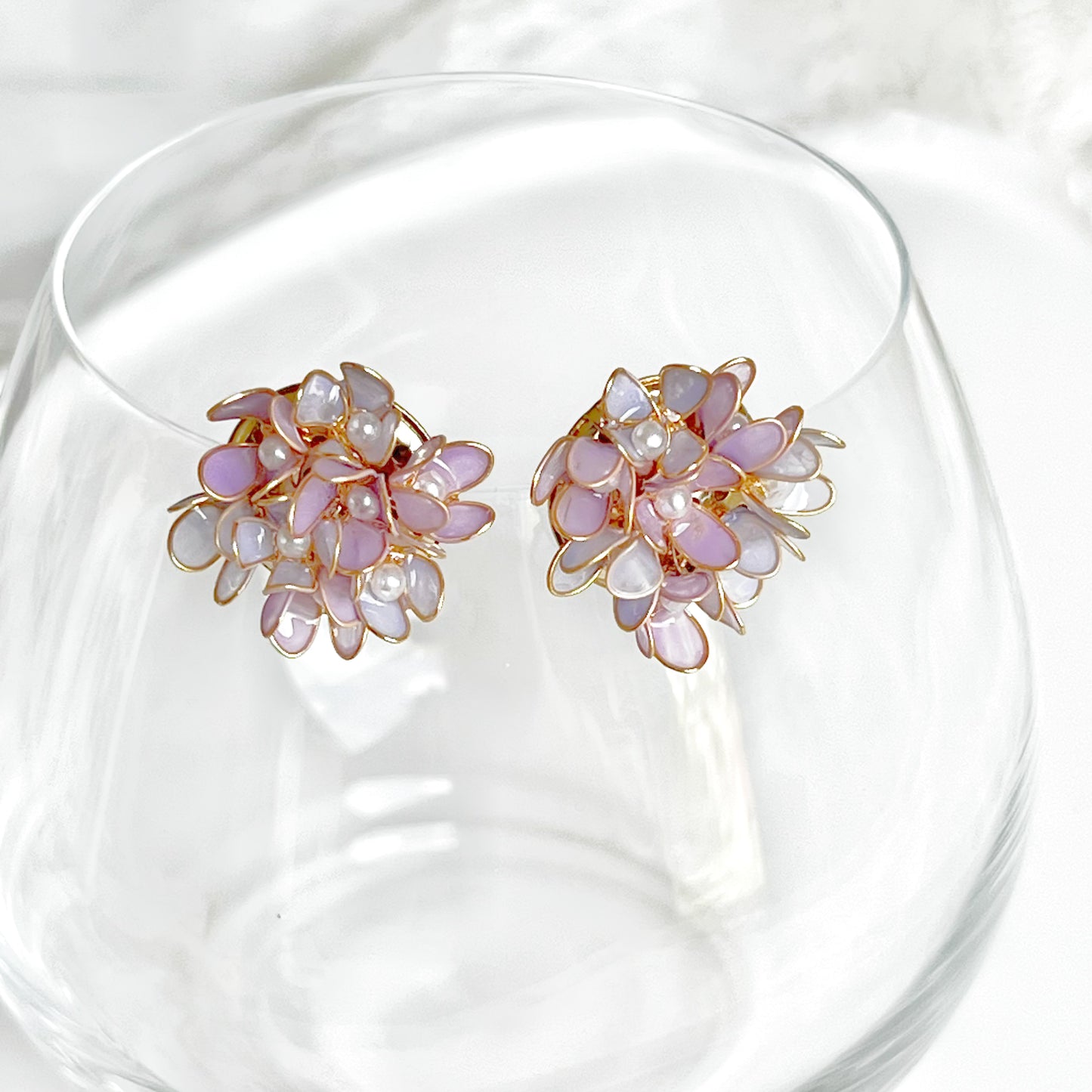 Handmade Purple Hydrangeas Flower Earrings-Ninaouity