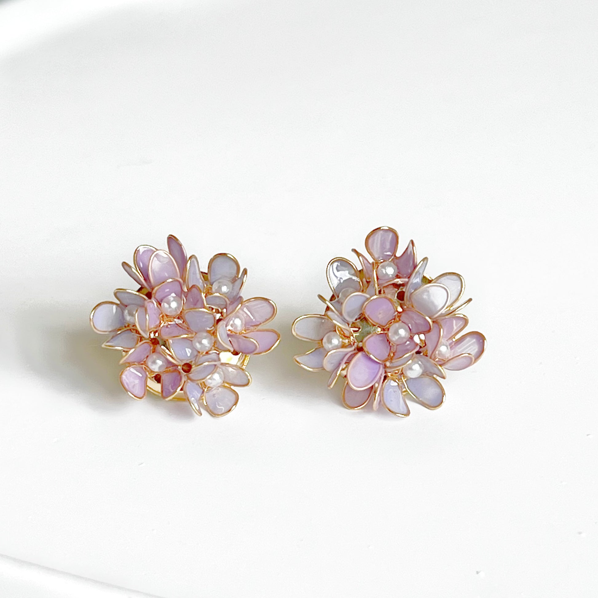 Handmade Purple Hydrangeas Flower Earrings-Ninaouity