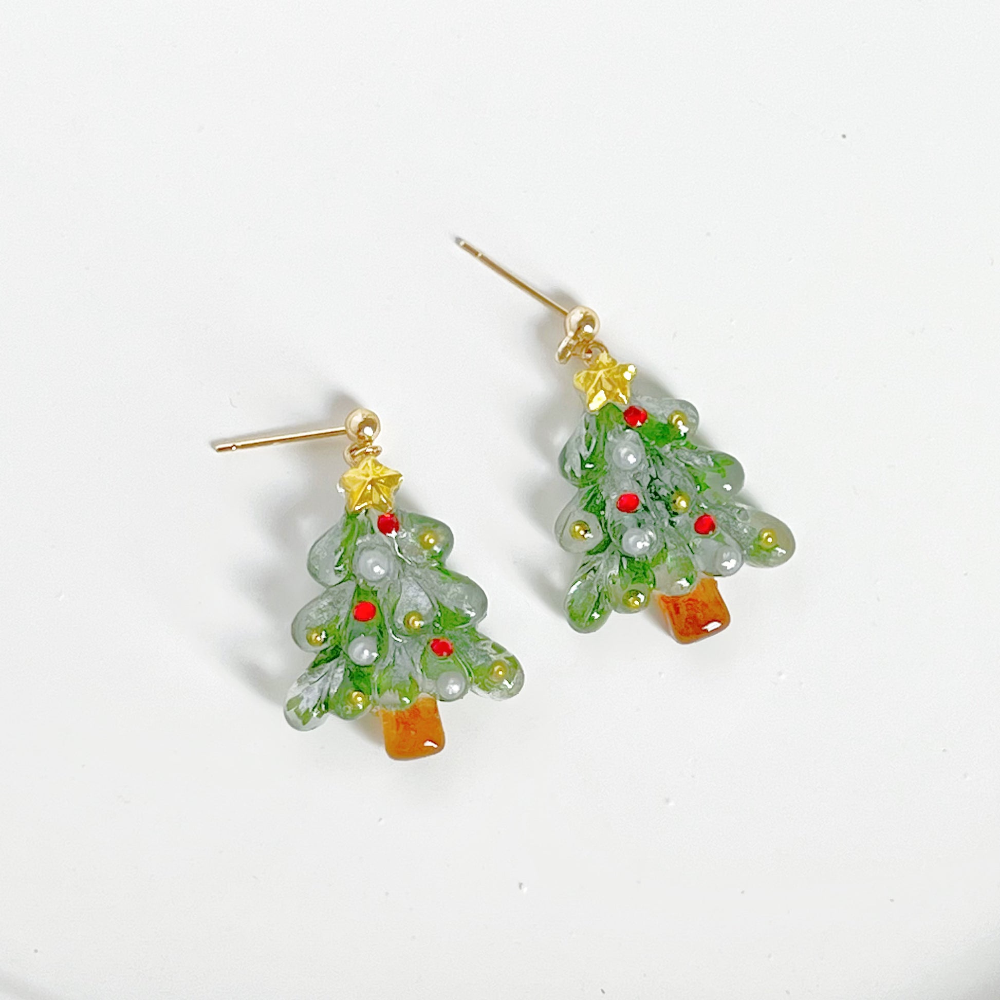Handmade Real Leaves Christmas Tree Earrings-Ninaouity
