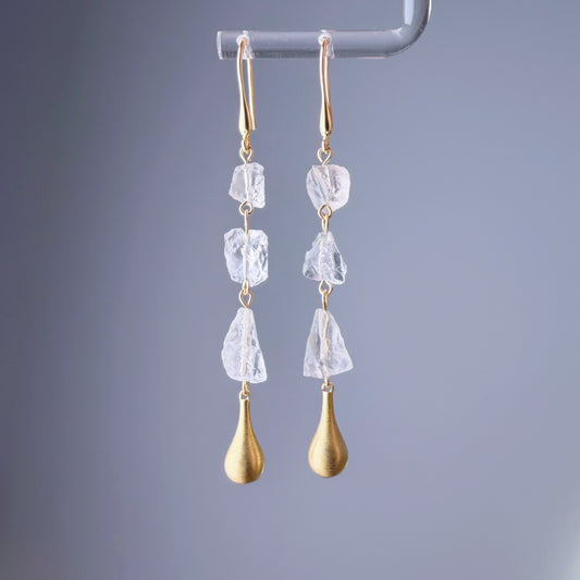 Quartzberry - Natural Raw Stones Clear Quartz Crystal Drop Earrings - One-of-a-kind