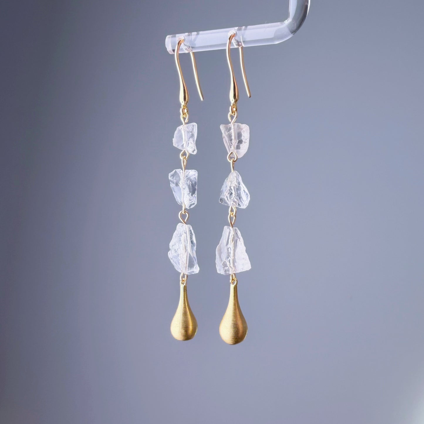 Quartzberry - Natural Raw Stones Clear Quartz Crystal Drop Earrings - One-of-a-kind