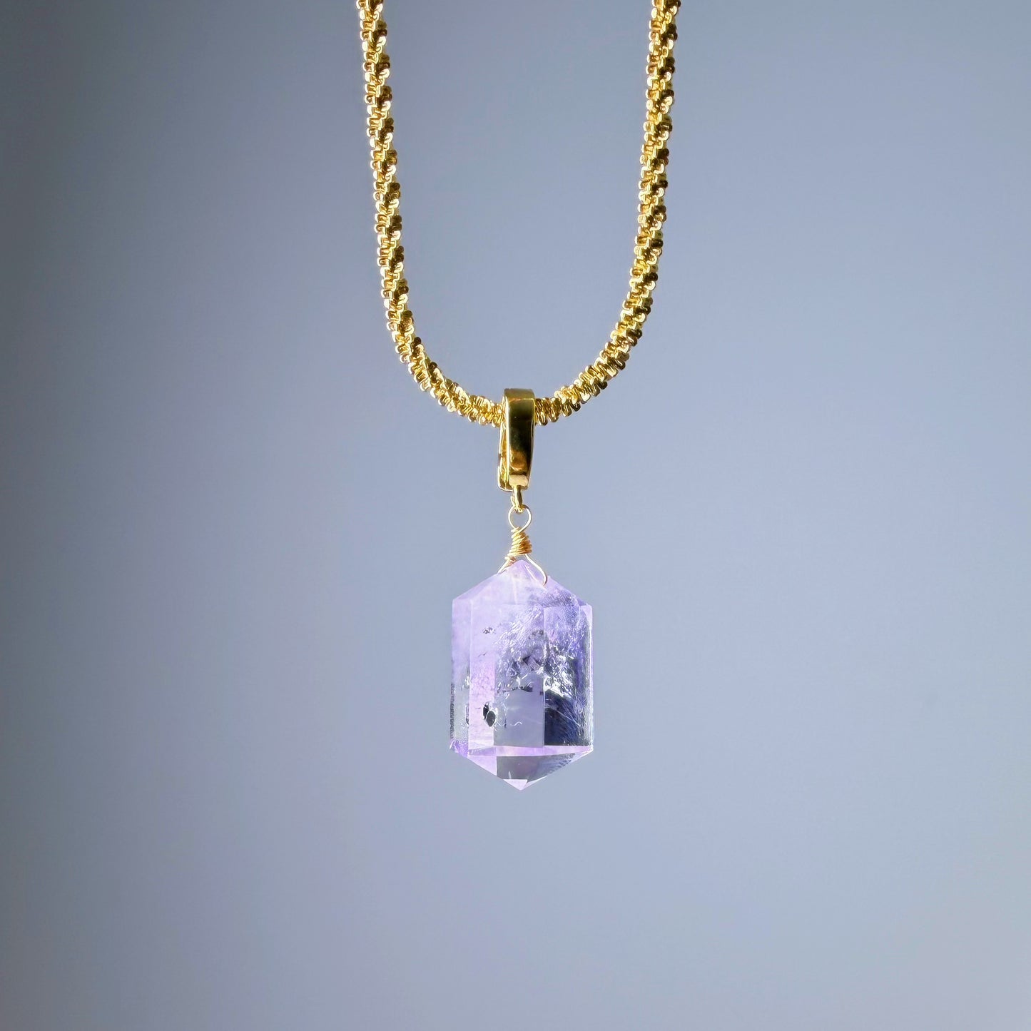Quartzberry - Natural Light Purple Amethyst Double Terminated Crystal Pendant Necklace - One-of-a-kind