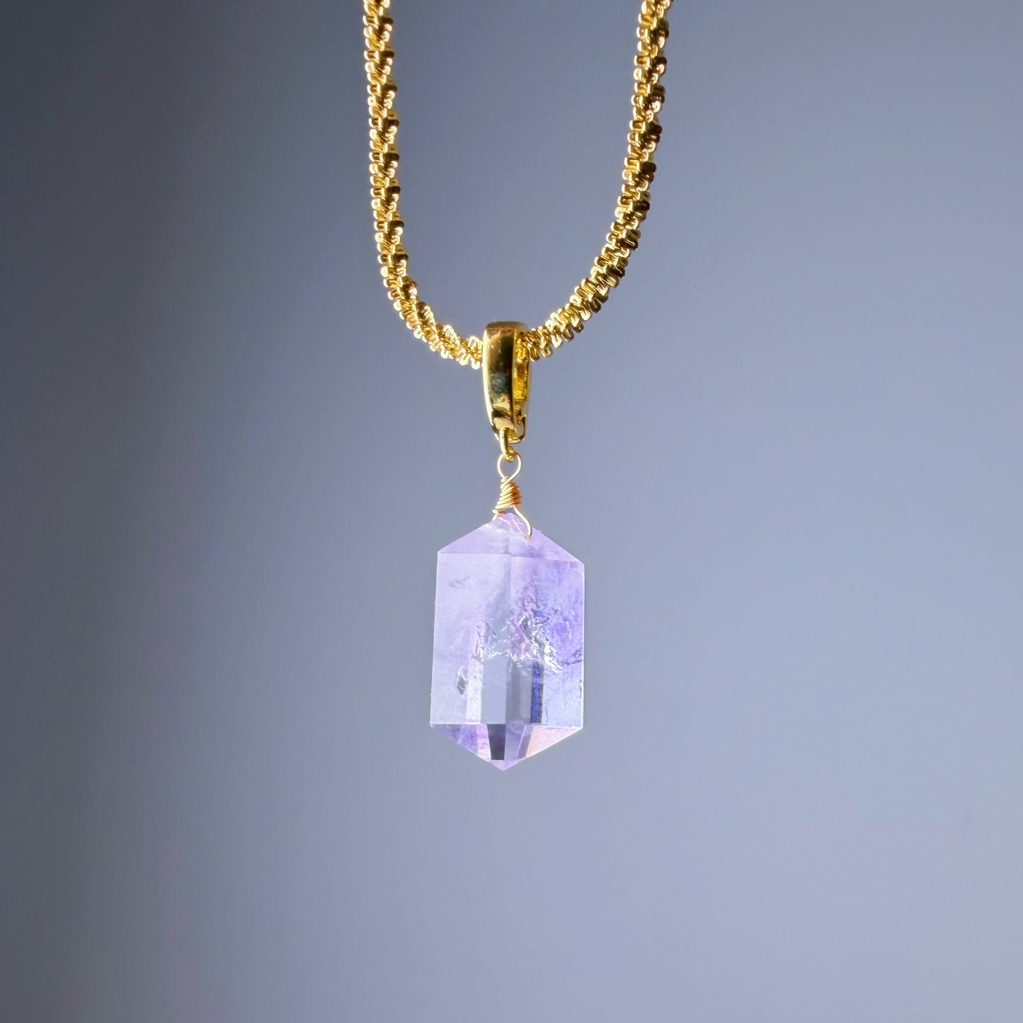 Quartzberry - Natural Light Purple Amethyst Double Terminated Crystal Pendant Necklace - One-of-a-kind