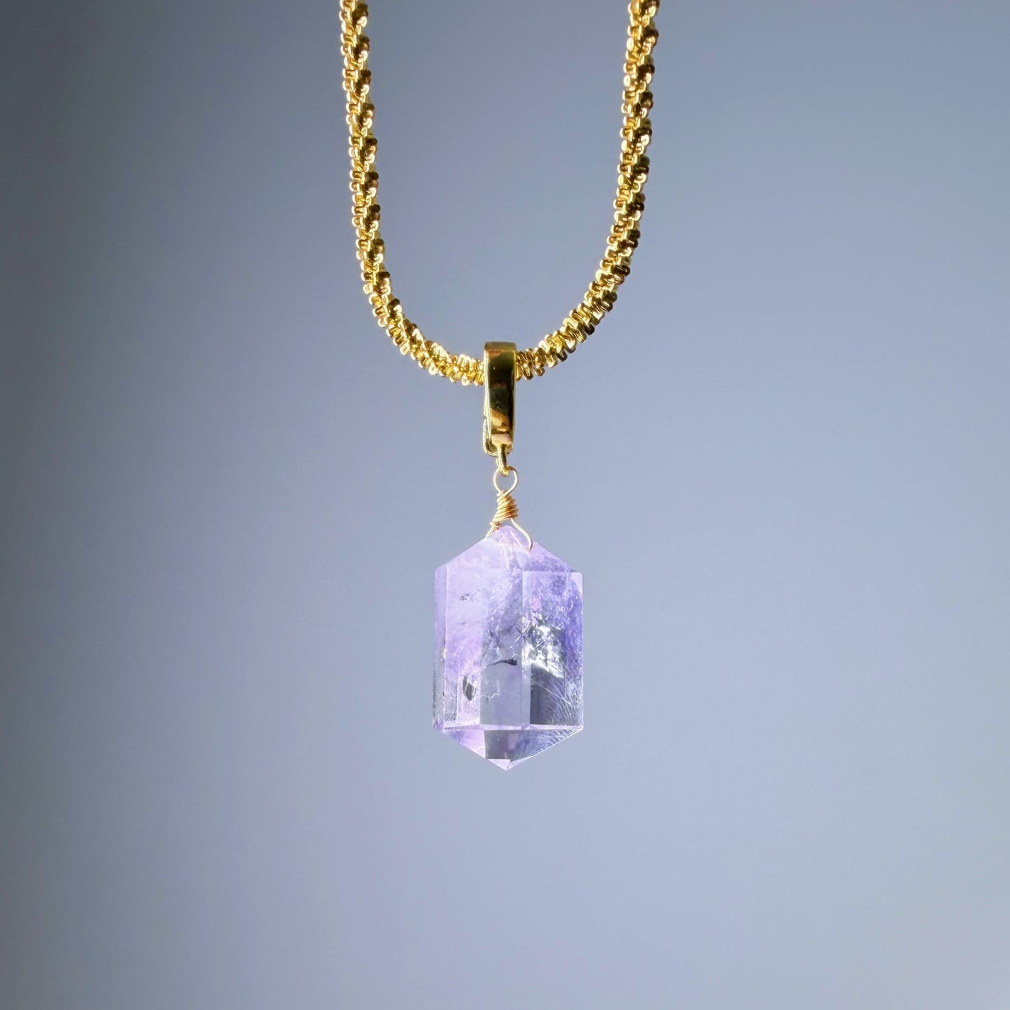 Quartzberry - Natural Light Purple Amethyst Double Terminated Crystal Pendant Necklace - One-of-a-kind