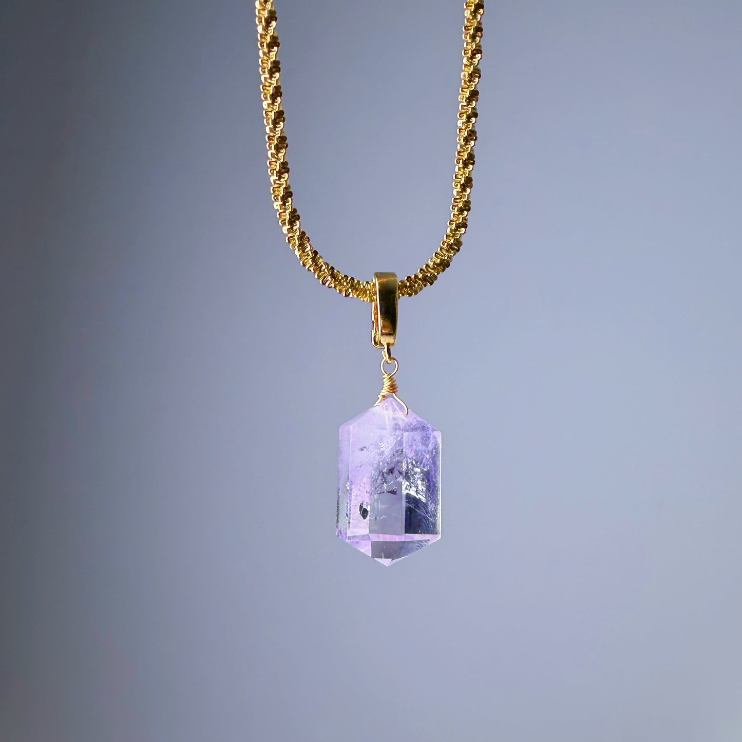 Quartzberry - Natural Light Purple Amethyst Double Terminated Crystal Pendant Necklace - One-of-a-kind