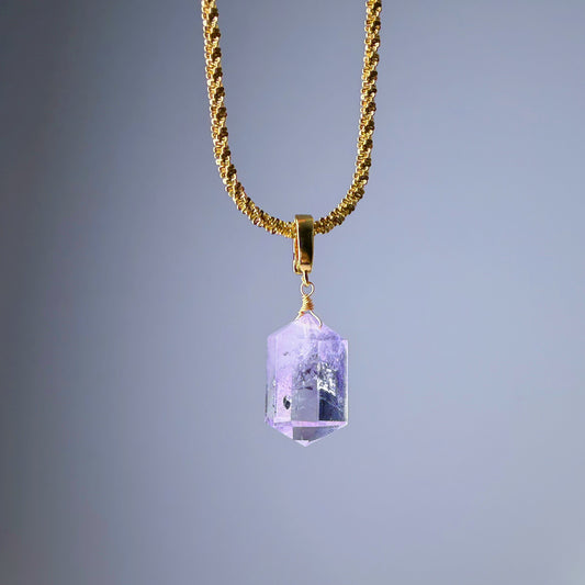 Quartzberry - Natural Light Purple Amethyst Double Terminated Crystal Pendant Necklace - One-of-a-kind