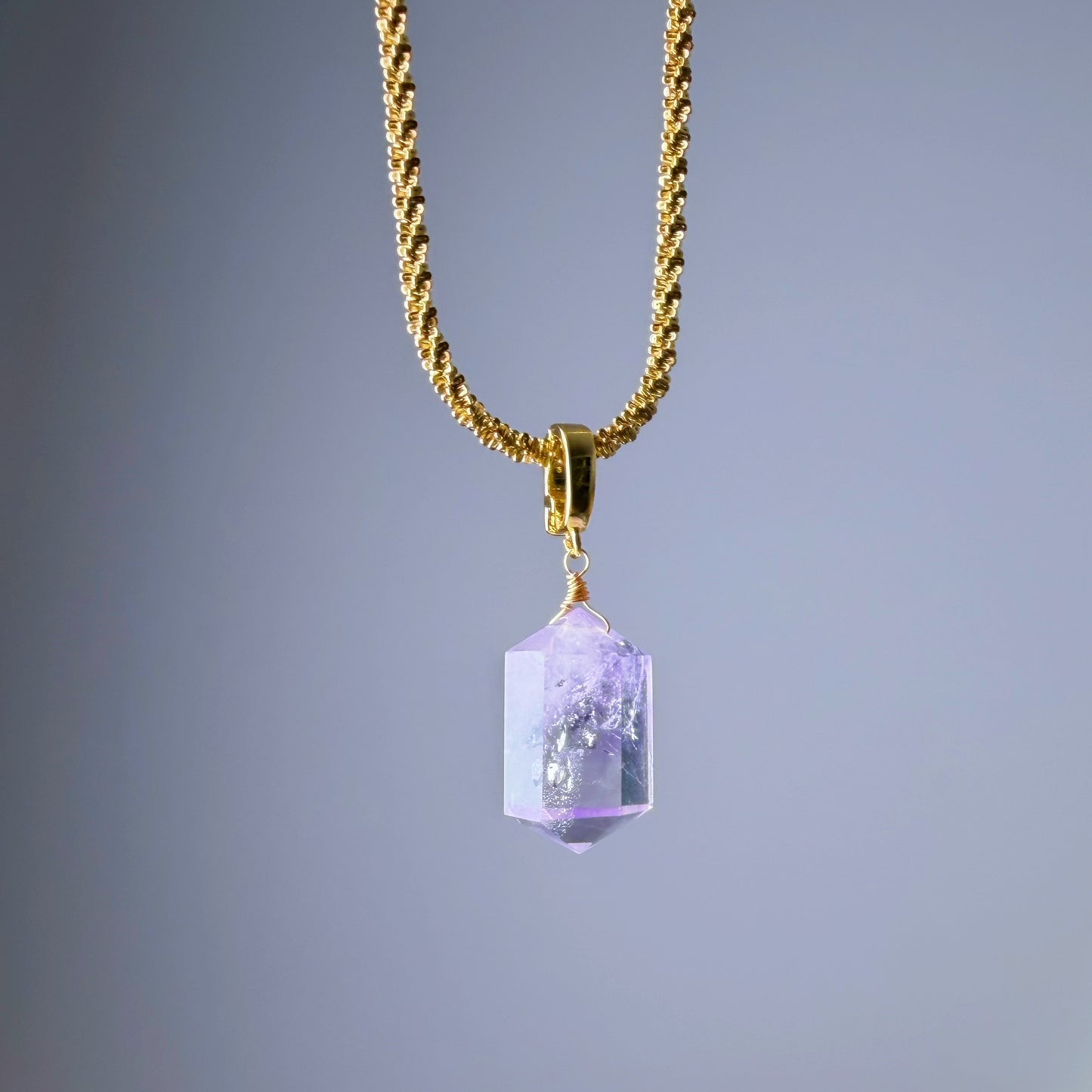 Quartzberry - Natural Light Purple Amethyst Double Terminated Crystal Pendant Necklace - One-of-a-kind