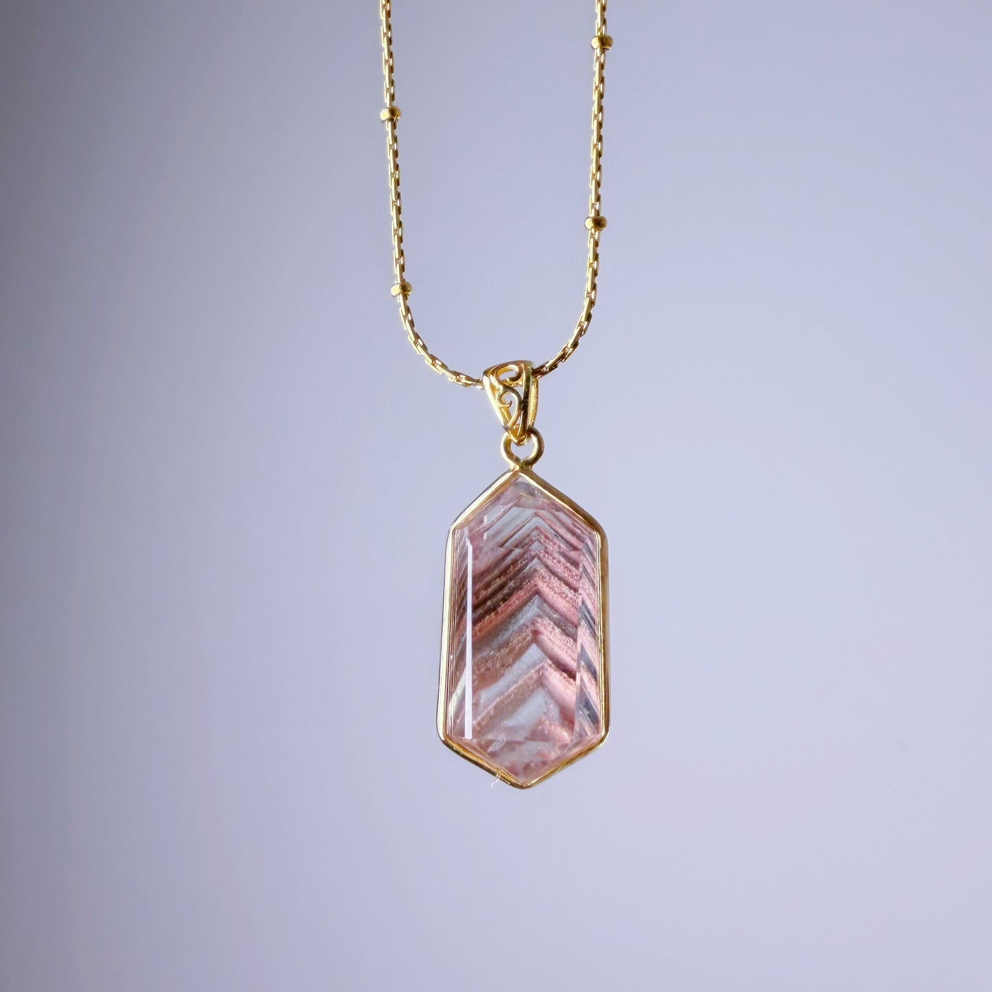 Quartzberry - Natural Layers Red Phantom Quartz Crystal Necklace - One-of-a-kind