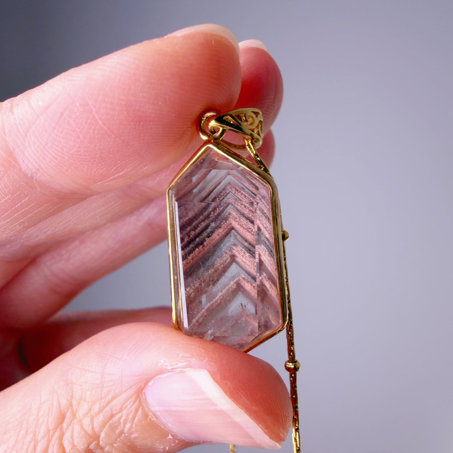 Quartzberry - Natural Layers Red Phantom Quartz Crystal Necklace - One-of-a-kind