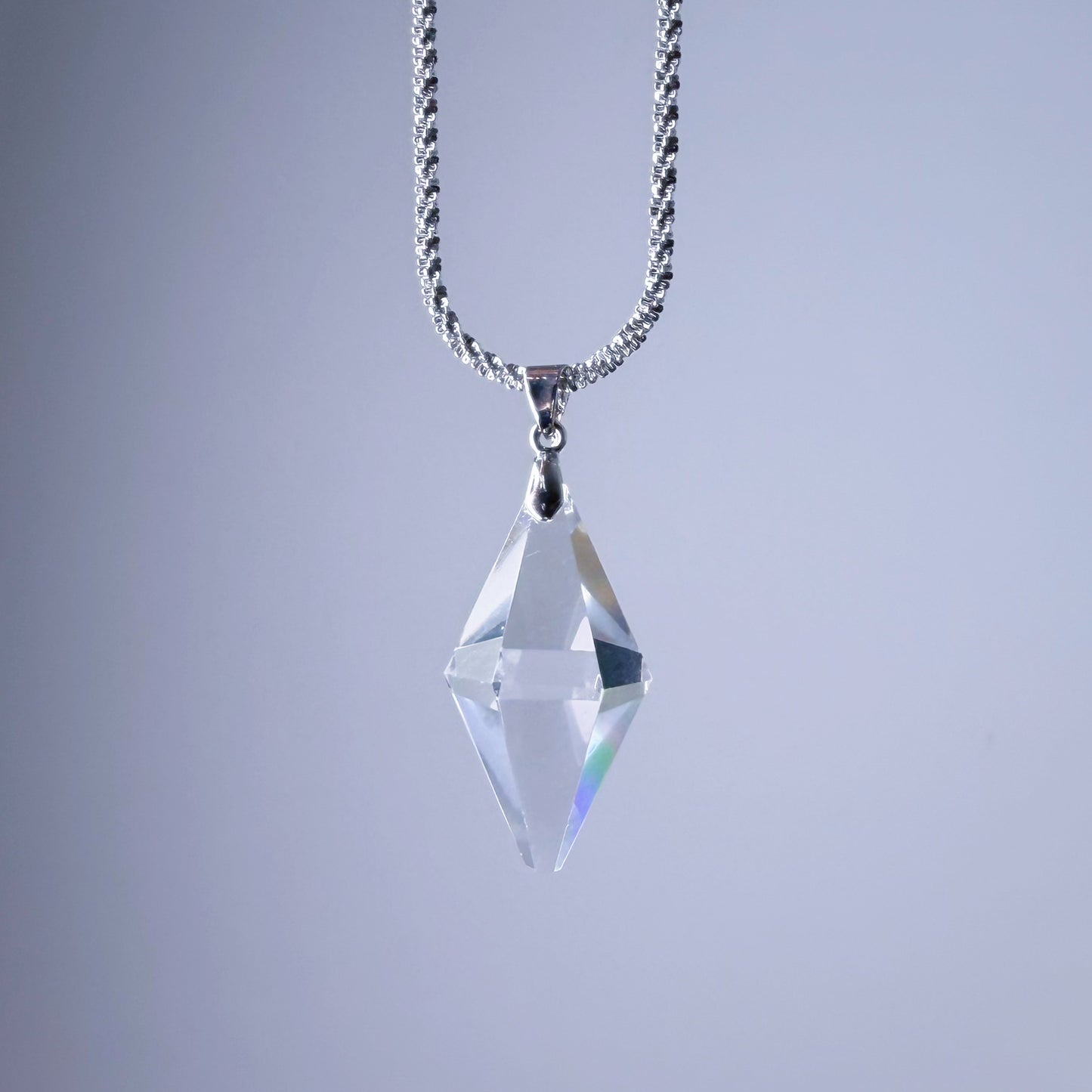 Quartzberry - Natural Clear Quartz Crystal Pendulum Shape Pendant Necklace - One-of-a-kind
