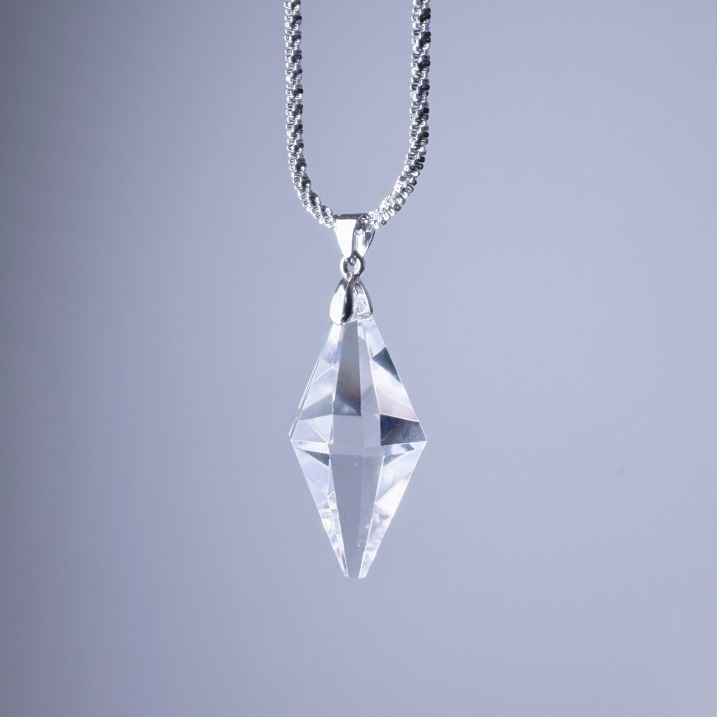 Quartzberry - Natural Clear Quartz Crystal Pendulum Shape Pendant Necklace - One-of-a-kind