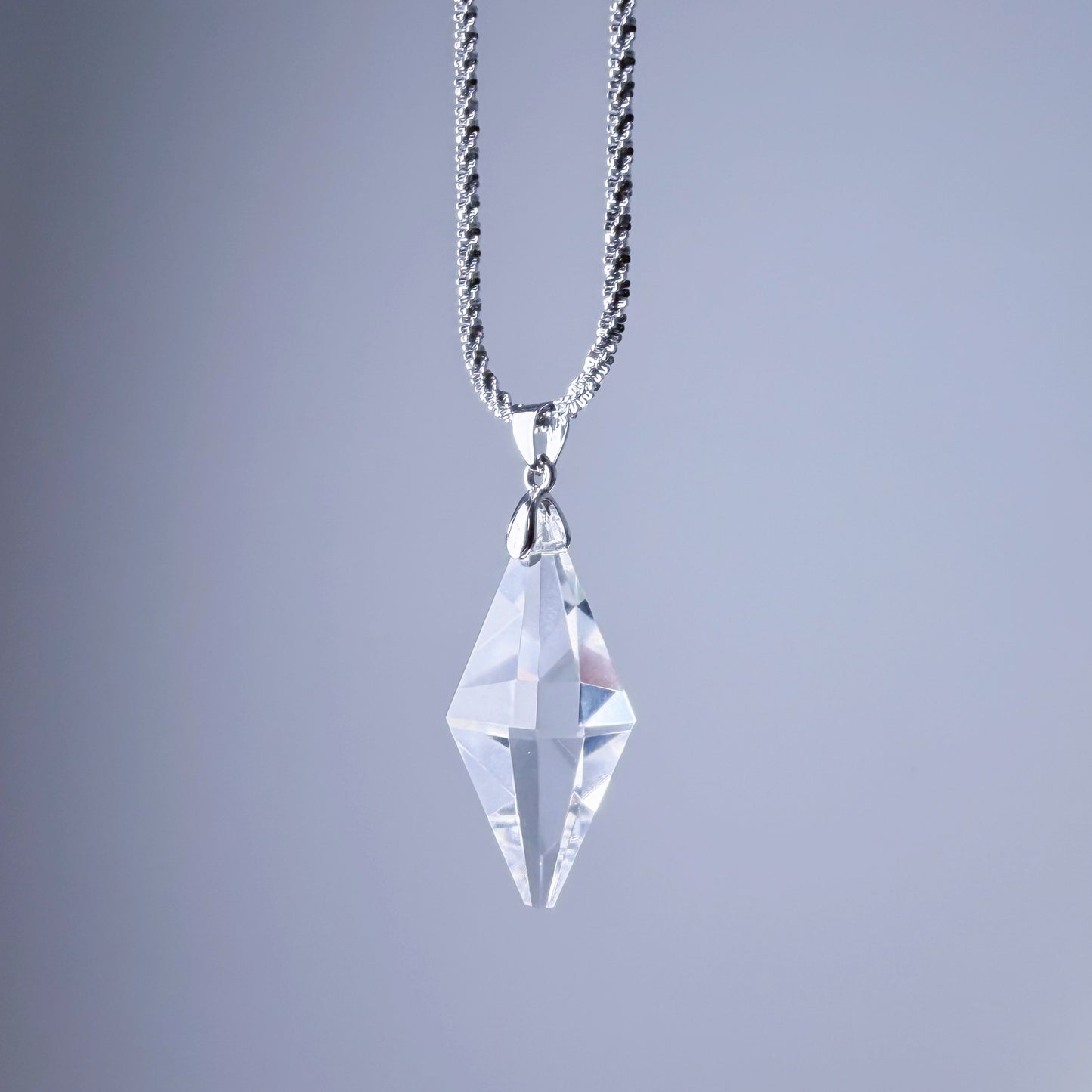 Quartzberry - Natural Clear Quartz Crystal Pendulum Shape Pendant Necklace - One-of-a-kind