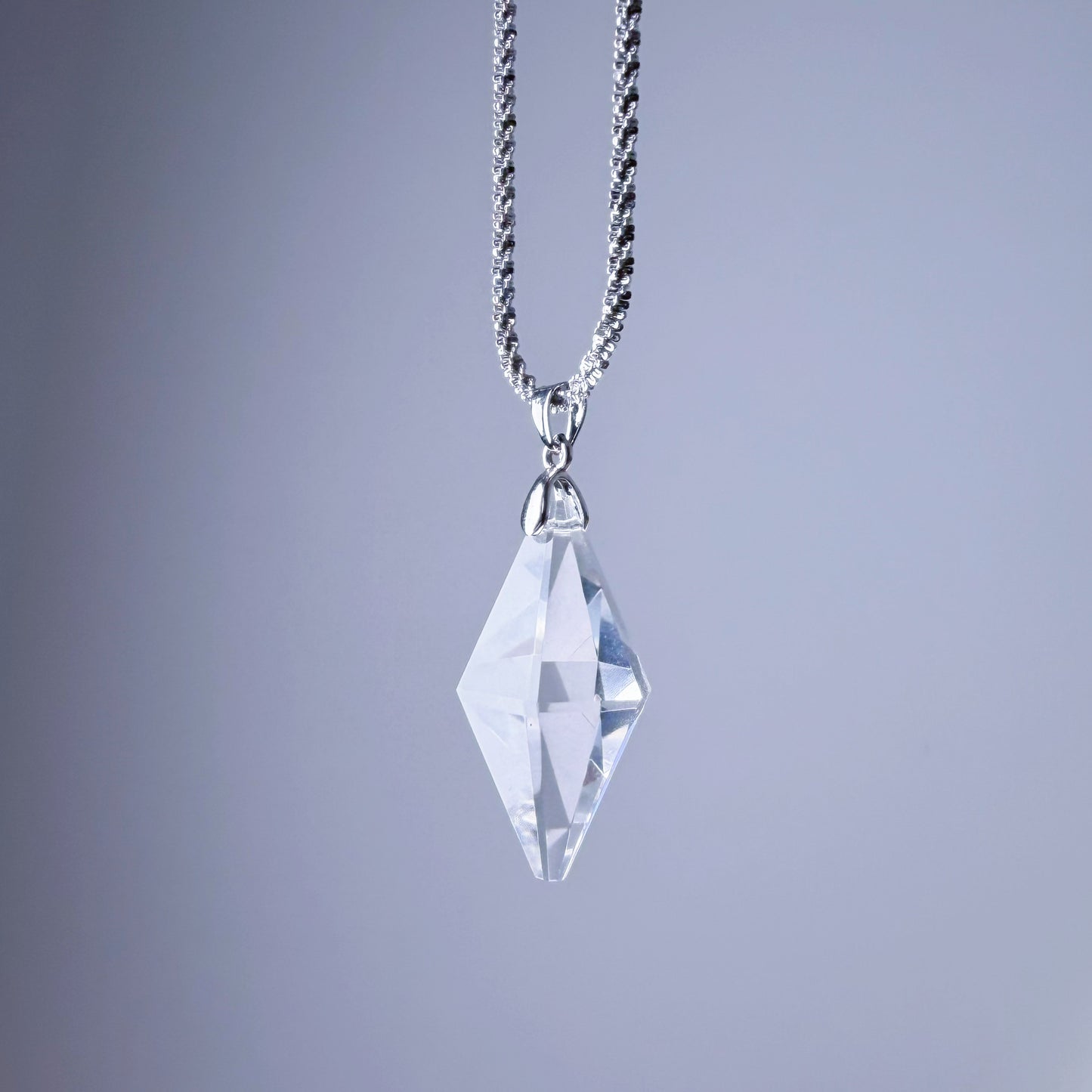 Quartzberry - Natural Clear Quartz Crystal Pendulum Shape Pendant Necklace - One-of-a-kind