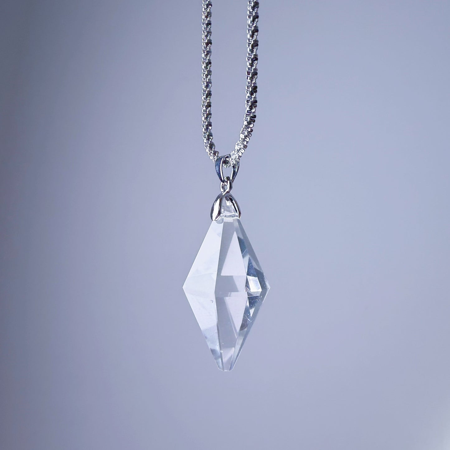 Quartzberry - Natural Clear Quartz Crystal Pendulum Shape Pendant Necklace - One-of-a-kind