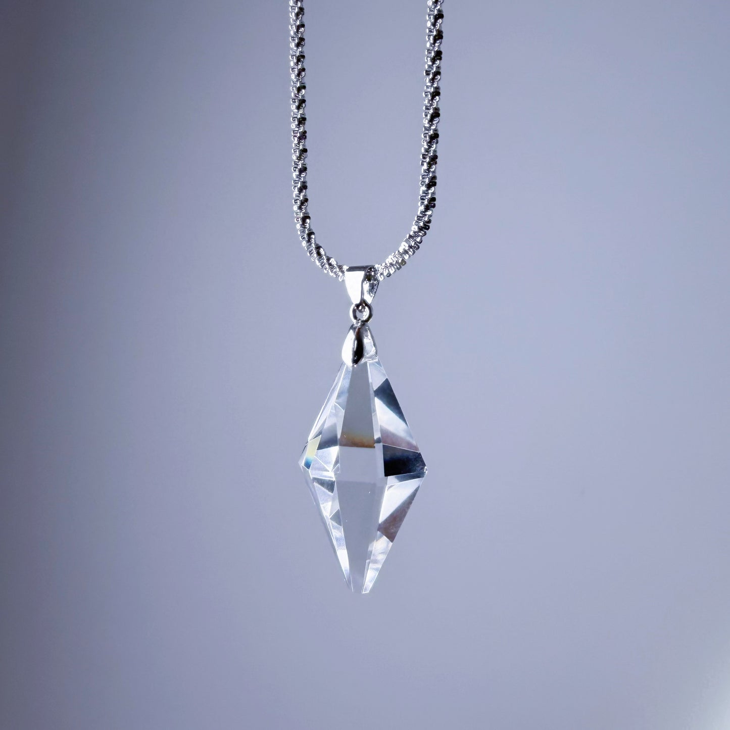 Quartzberry - Natural Clear Quartz Crystal Pendulum Shape Pendant Necklace - One-of-a-kind