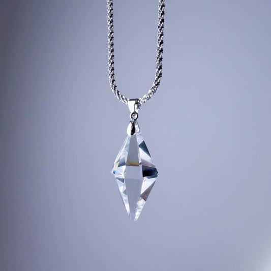 Quartzberry - Natural Clear Quartz Crystal Pendulum Shape Pendant Necklace - One-of-a-kind
