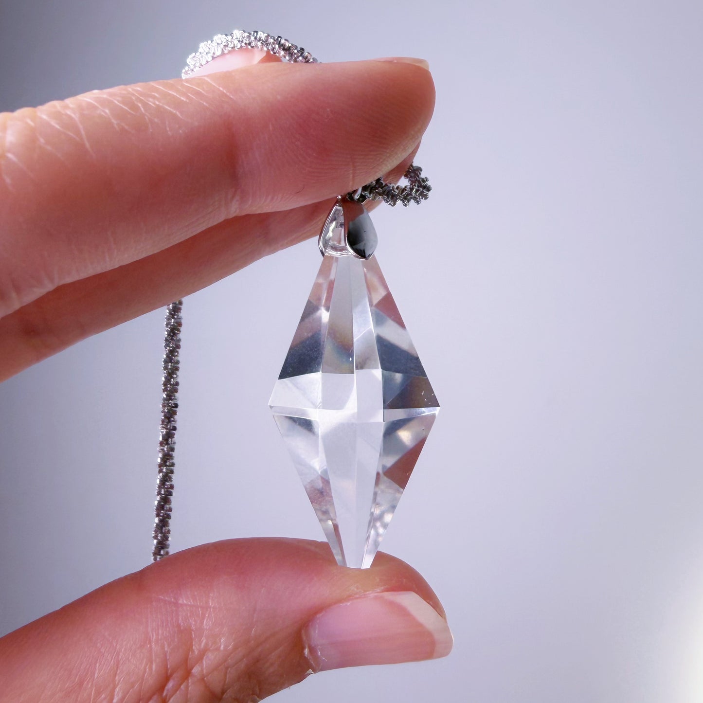 Quartzberry - Natural Clear Quartz Crystal Pendulum Shape Pendant Necklace - One-of-a-kind