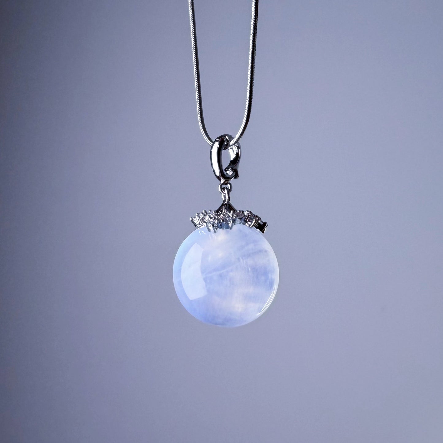 Quartzberry - Natural Blue Moonstone Globe Shape Gemstone Crystal Pendant Necklace - One-of-a-kind
