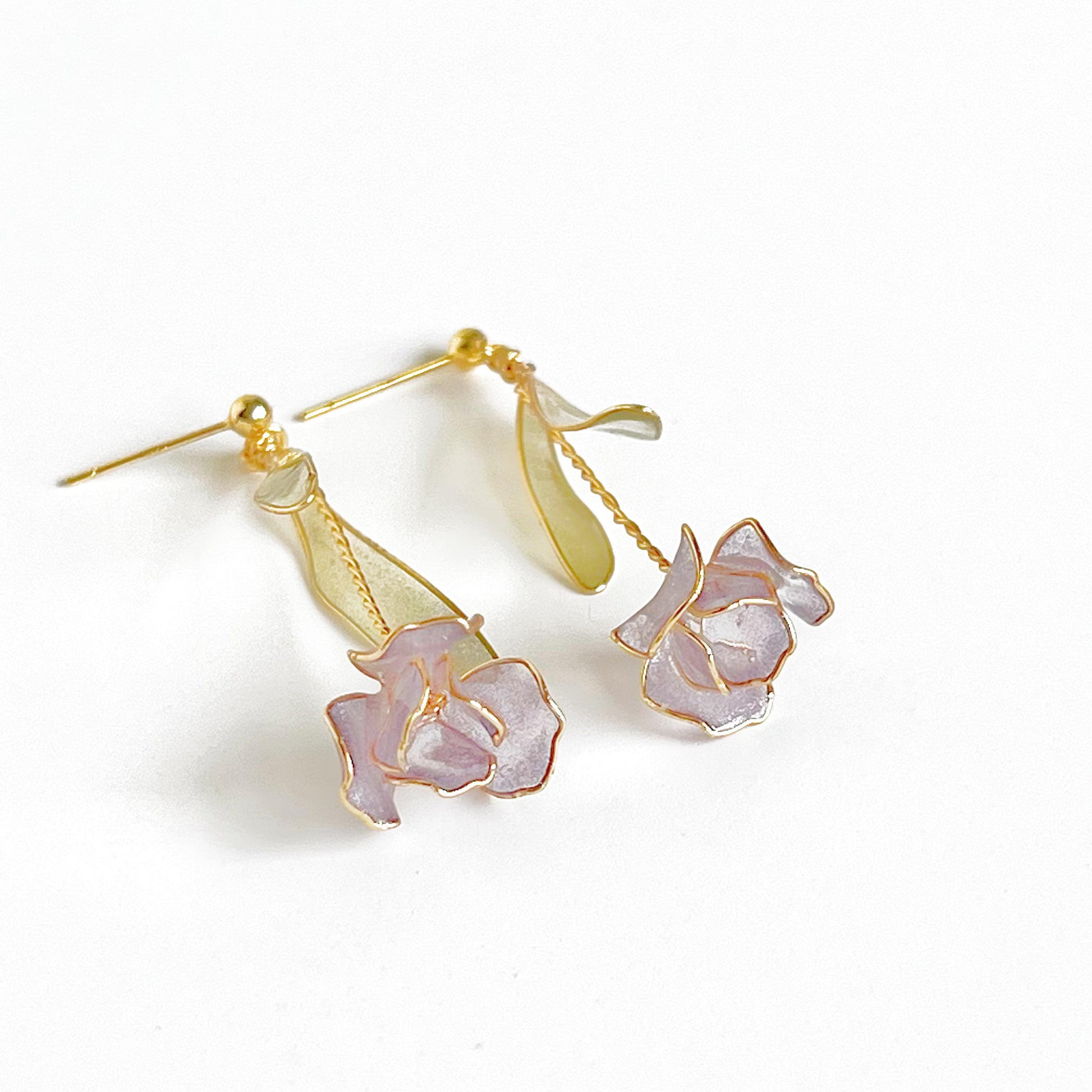 Handmade Purple Tulip Flower Earrings-Ninaouity