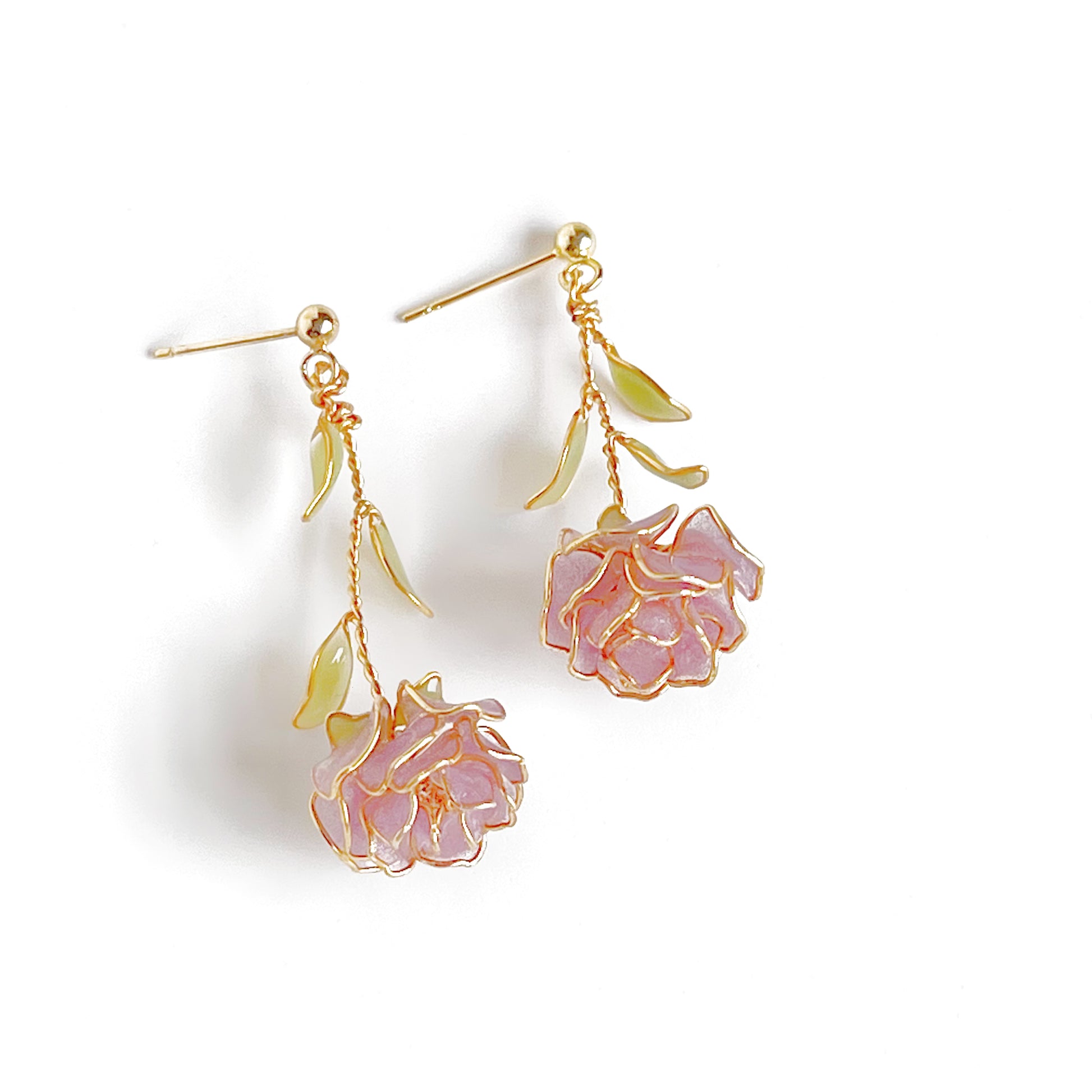 Handmade Purple Rose Flower Earrings-Ninaouity