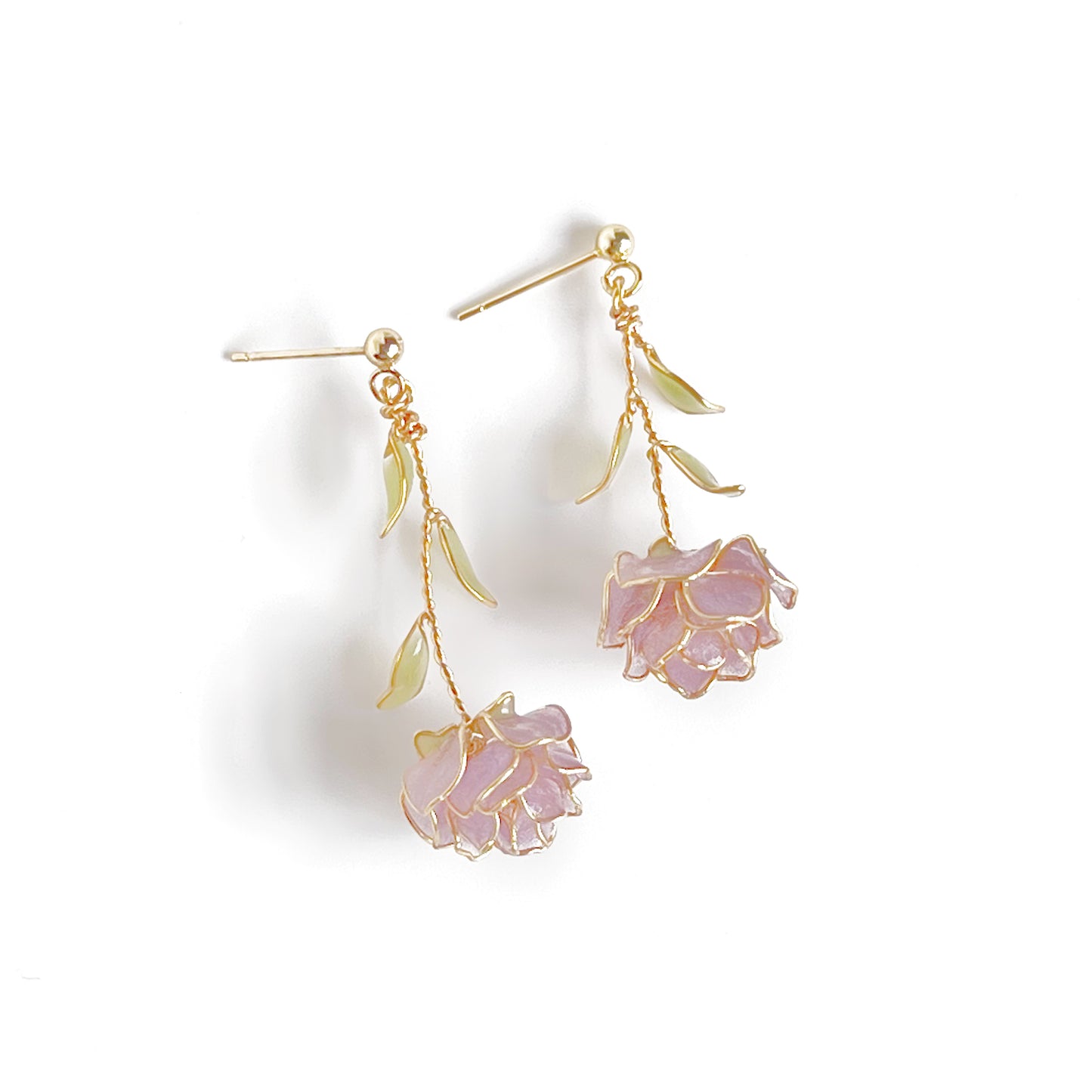 Handmade Purple Rose Flower Earrings-Ninaouity