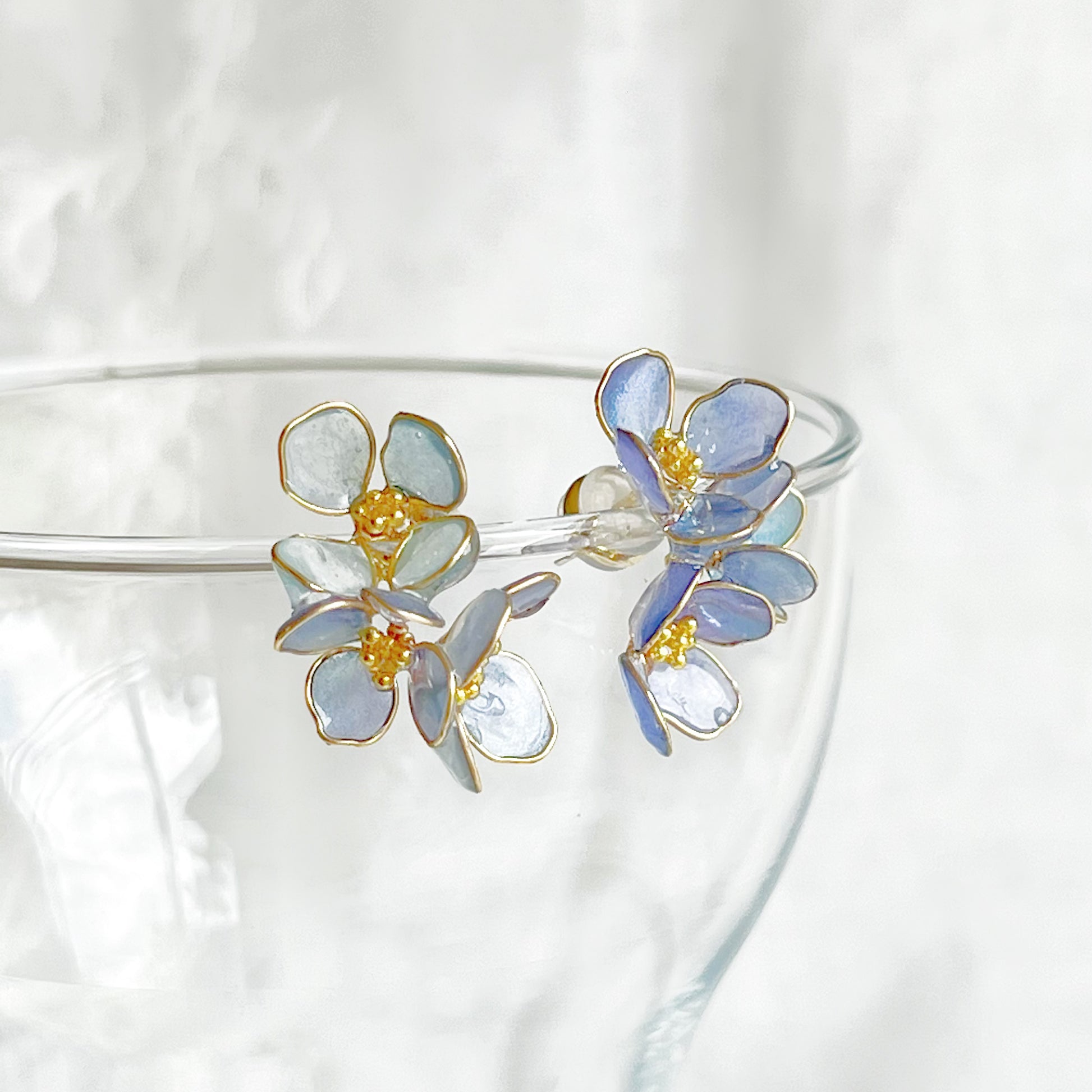 Handmade Blue Hydrangeas Flower Earrings-Ninaouity