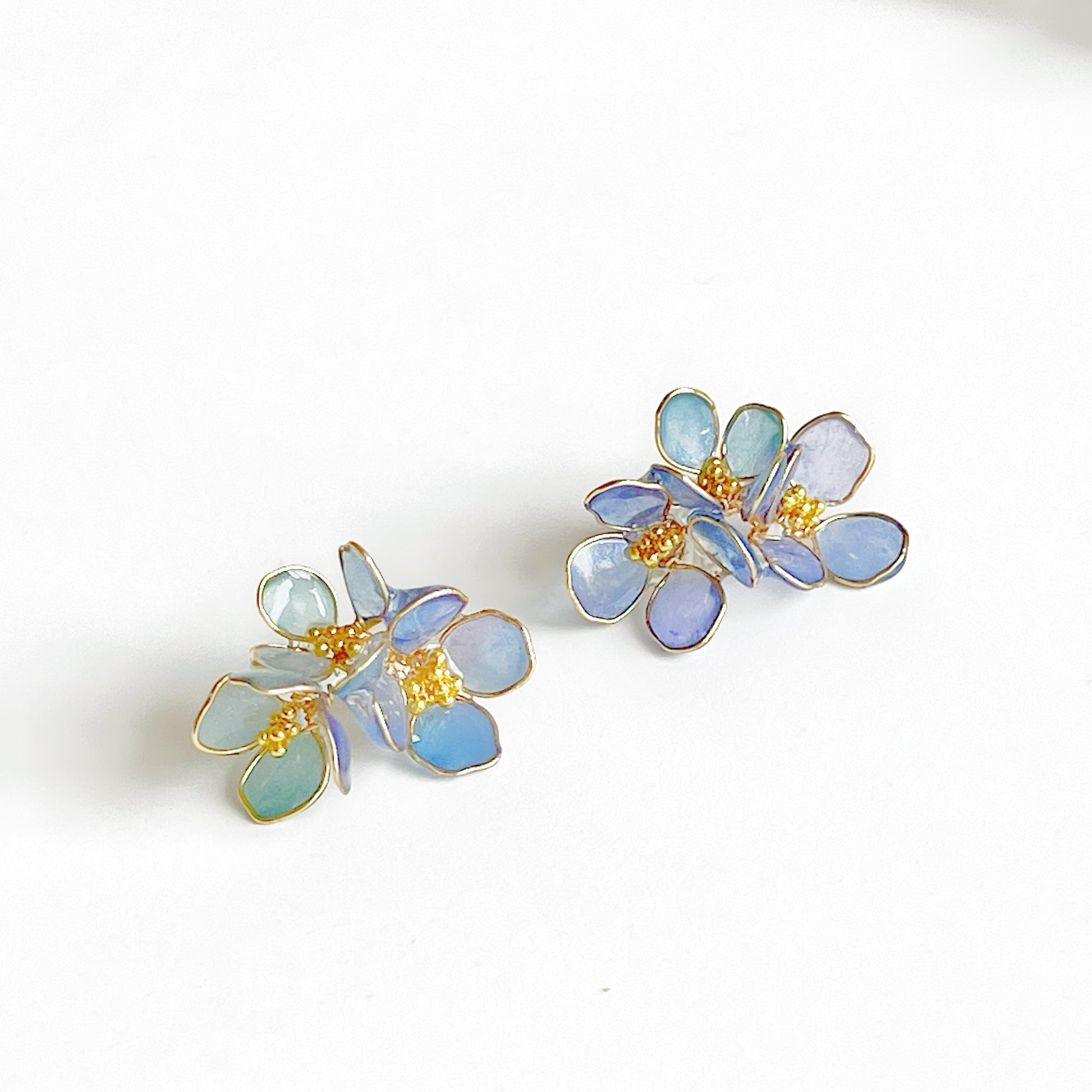 Handmade Blue Hydrangeas Flower Earrings-Ninaouity