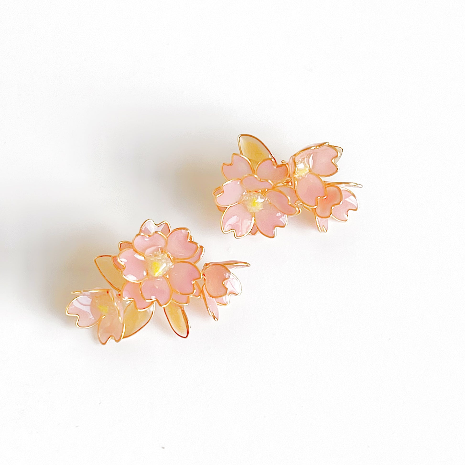 Handmade Pink Cherry Blossom Sakura Flower Earrings-Ninaouity