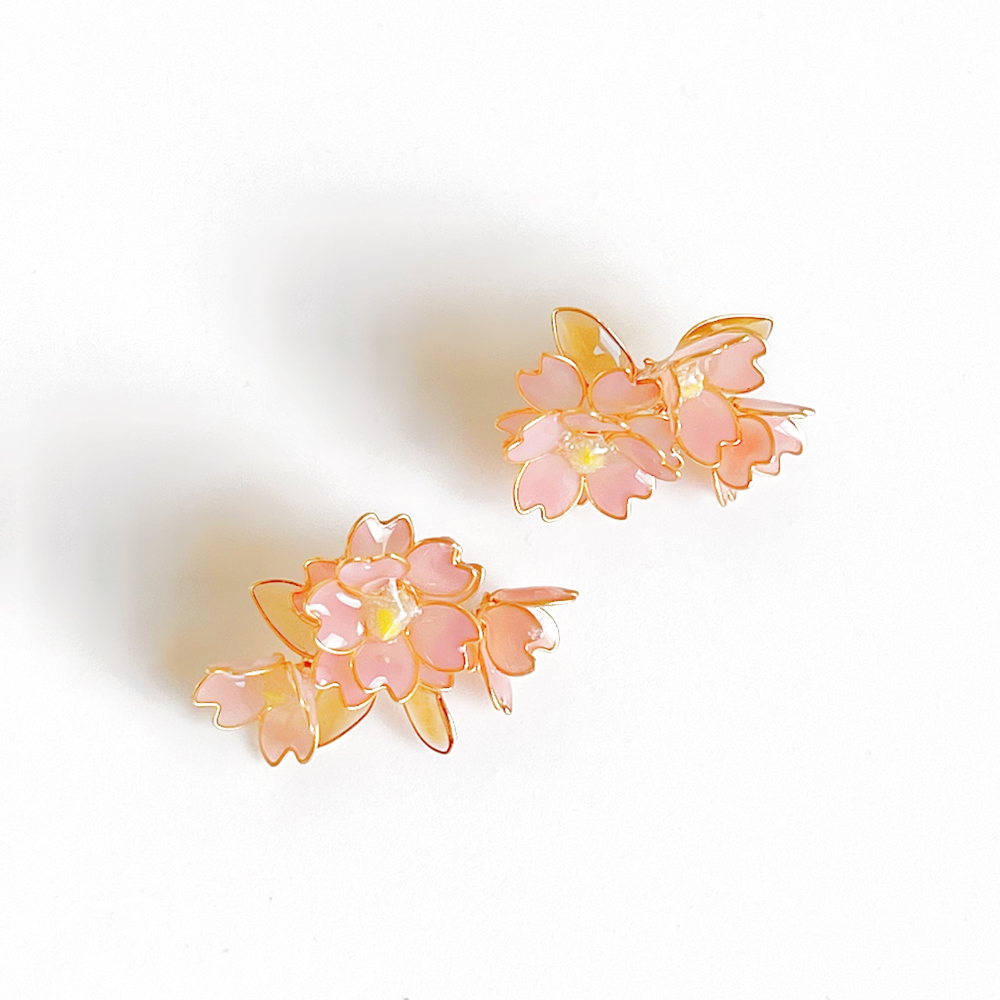 Handmade Pink Cherry Blossom Sakura Flower Earrings-Ninaouity