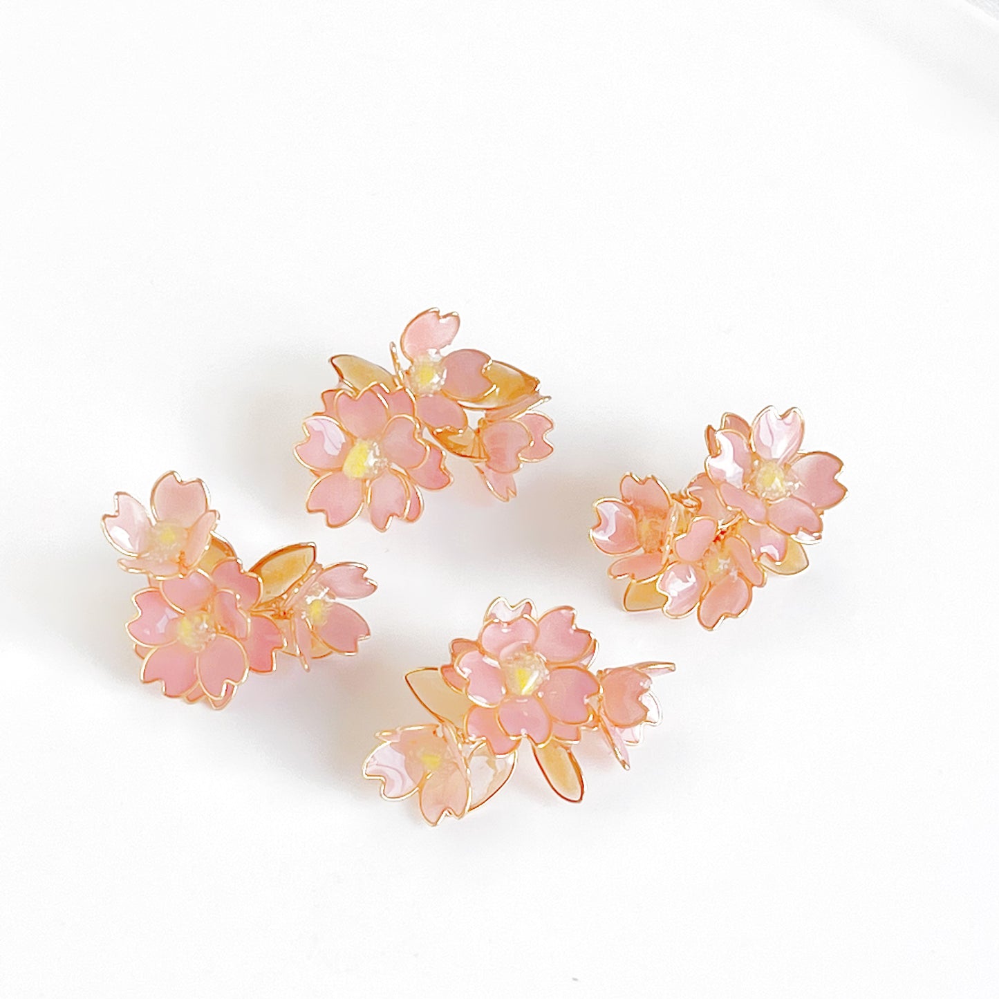Handmade Pink Cherry Blossom Sakura Flower Earrings-Ninaouity