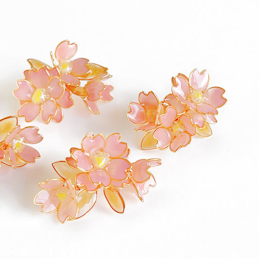 Handmade Pink Cherry Blossom Sakura Flower Earrings-Ninaouity