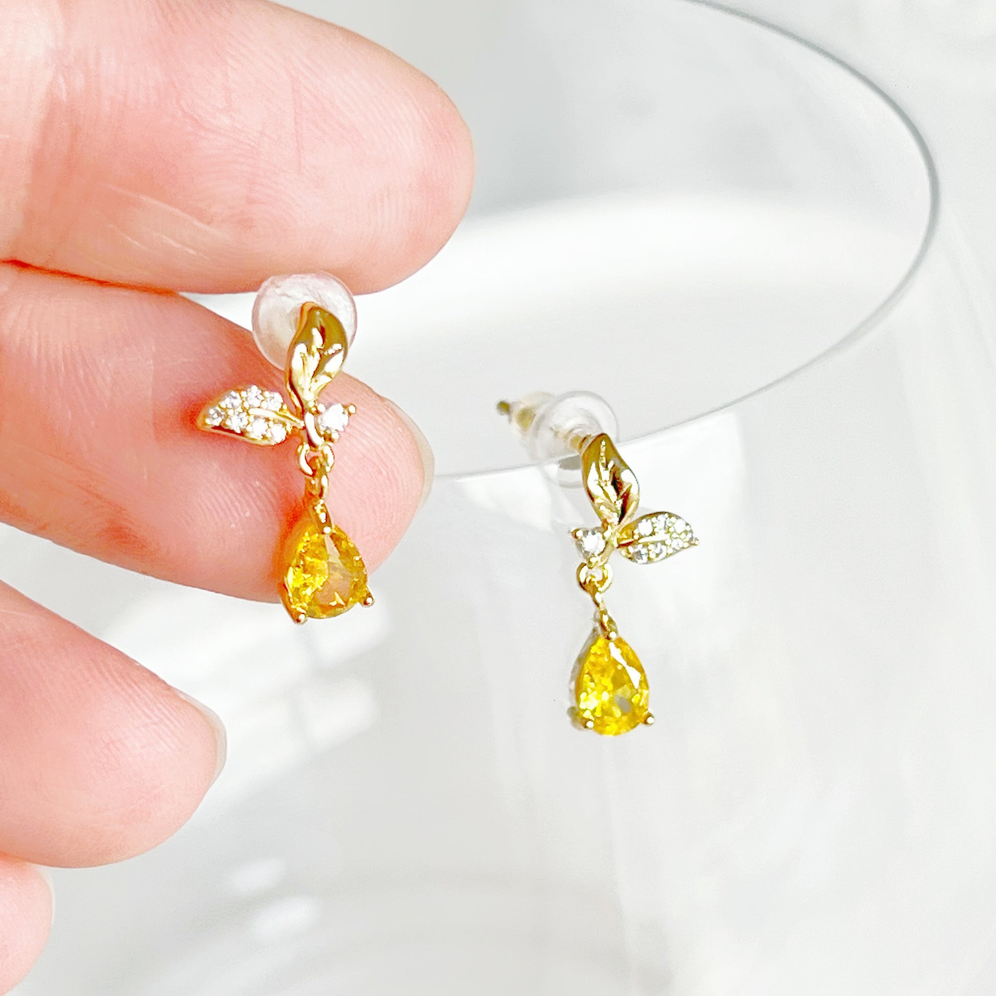 Mini Lemon and Leaves Earrings-Ninaouity