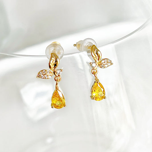 Mini Lemon and Leaves Earrings-Ninaouity