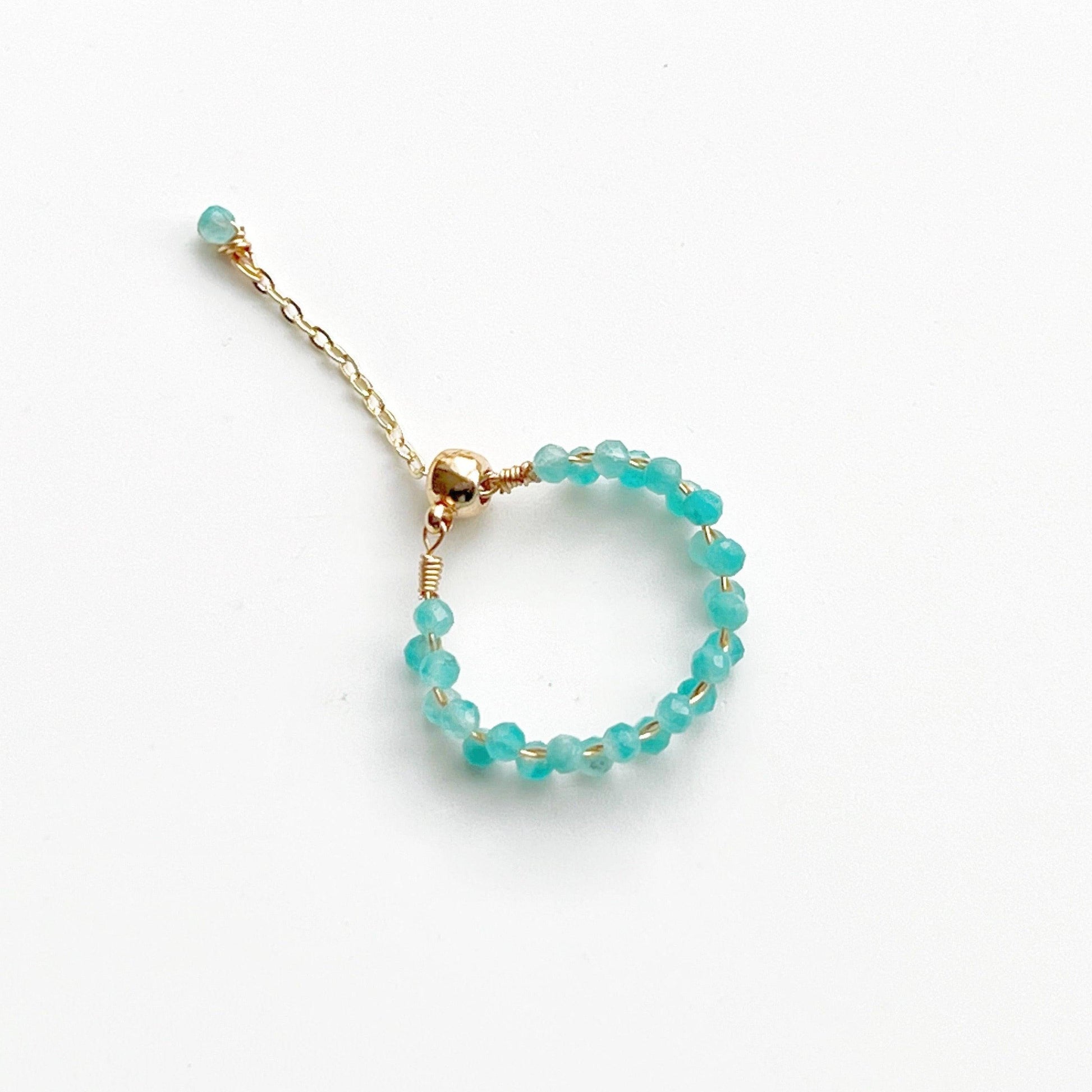 Amazonite Beaded Adjustable Ring-Ninaouity