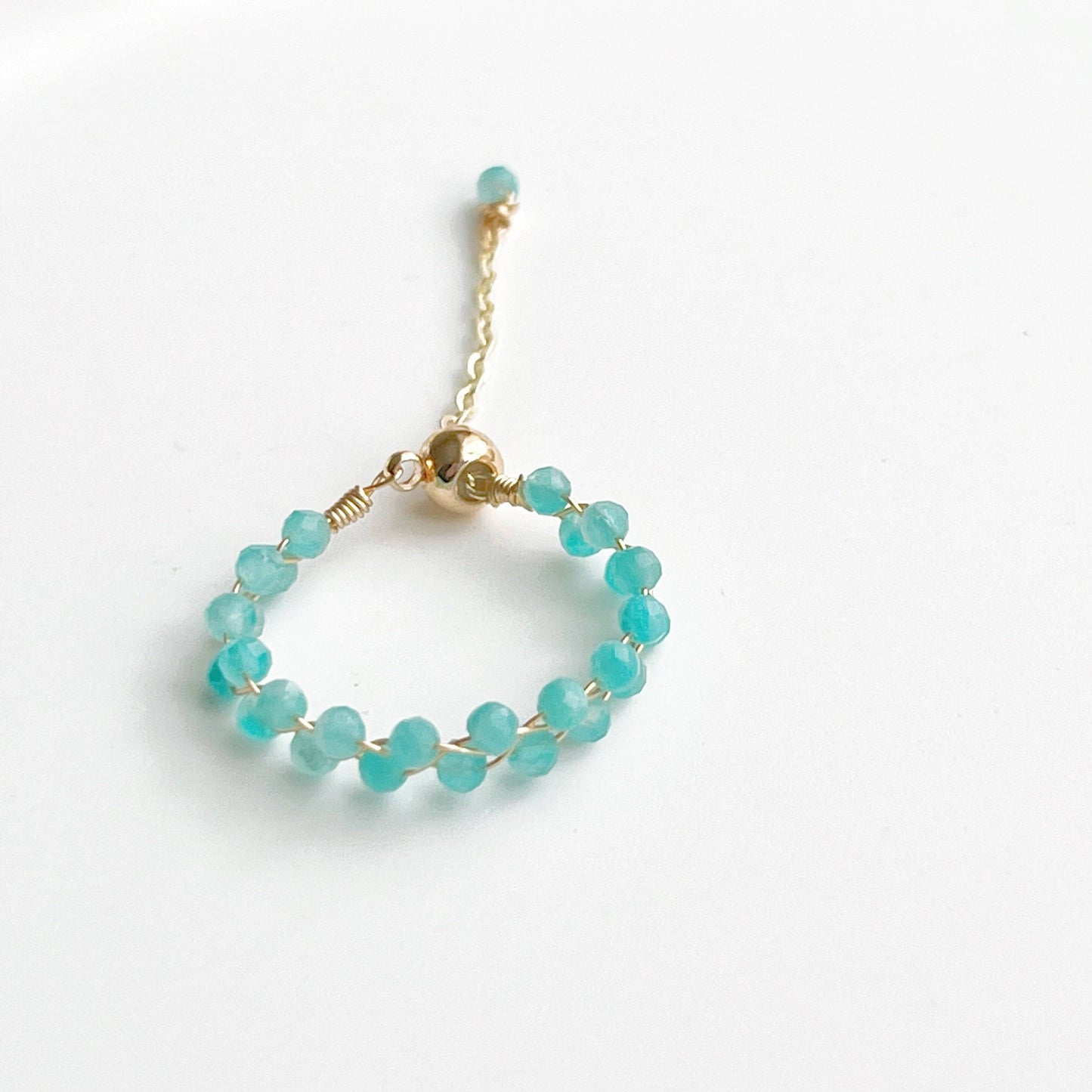 Amazonite Beaded Adjustable Ring-Ninaouity