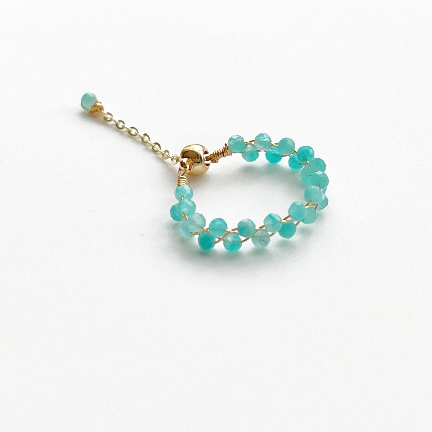 Amazonite Beaded Adjustable Ring-Ninaouity