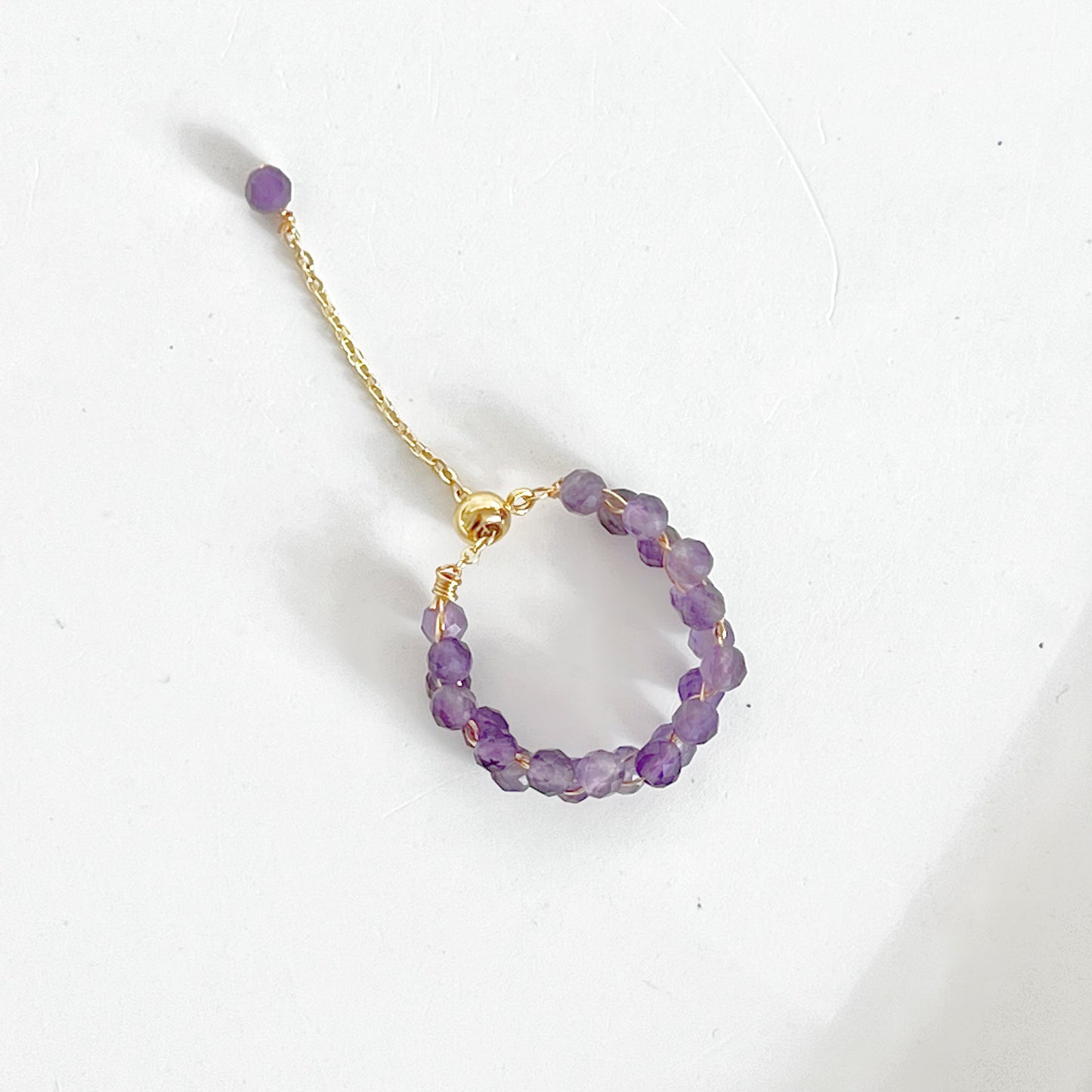 Amethyst Gemstone Beaded Ring-Ninaouity