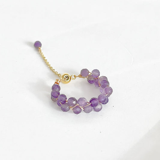 Amethyst Gemstone Beaded Ring-Ninaouity