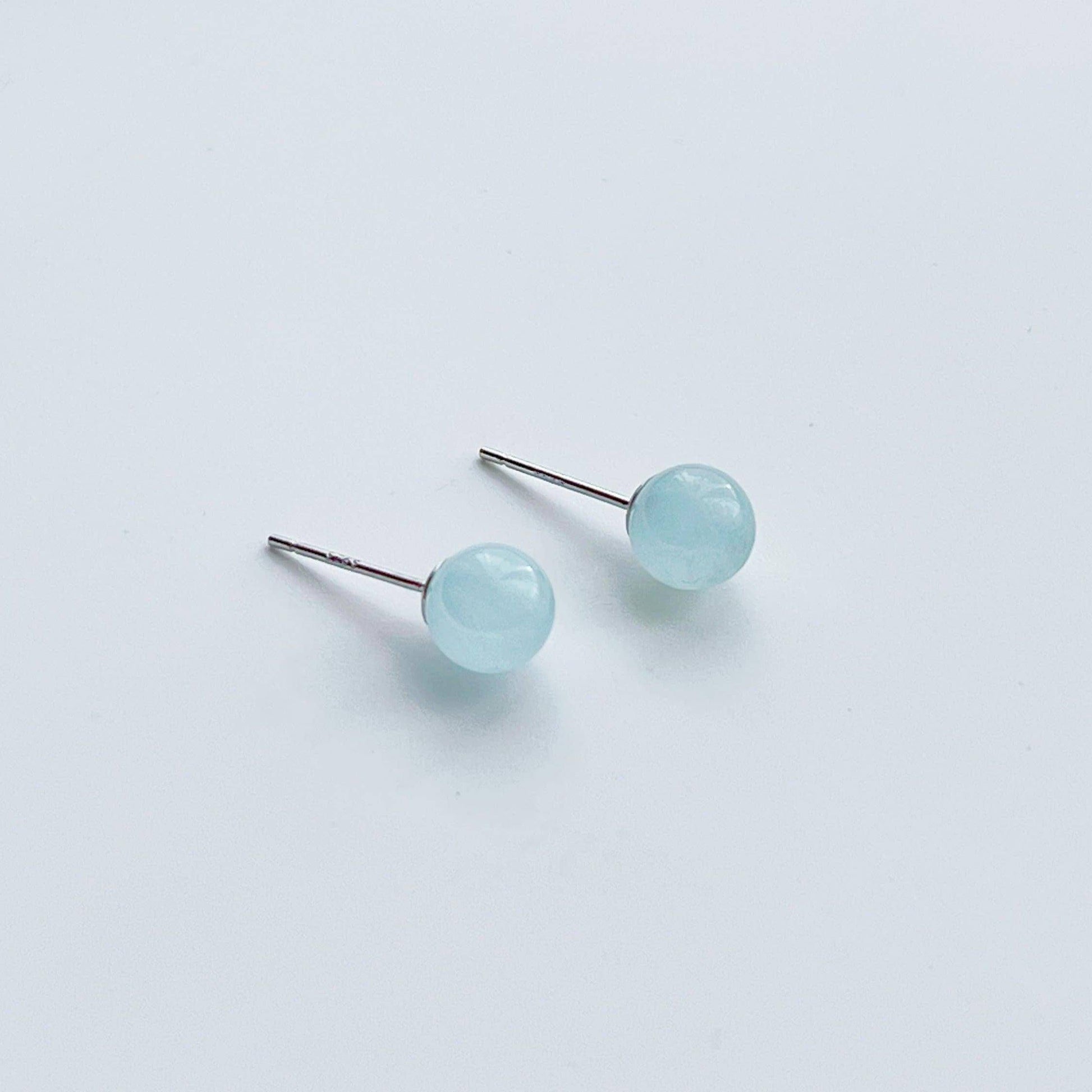 Aquamarine Earrings - Light Blue Gemstone Stud Earrings - March Birthstone Gift-Ninaouity
